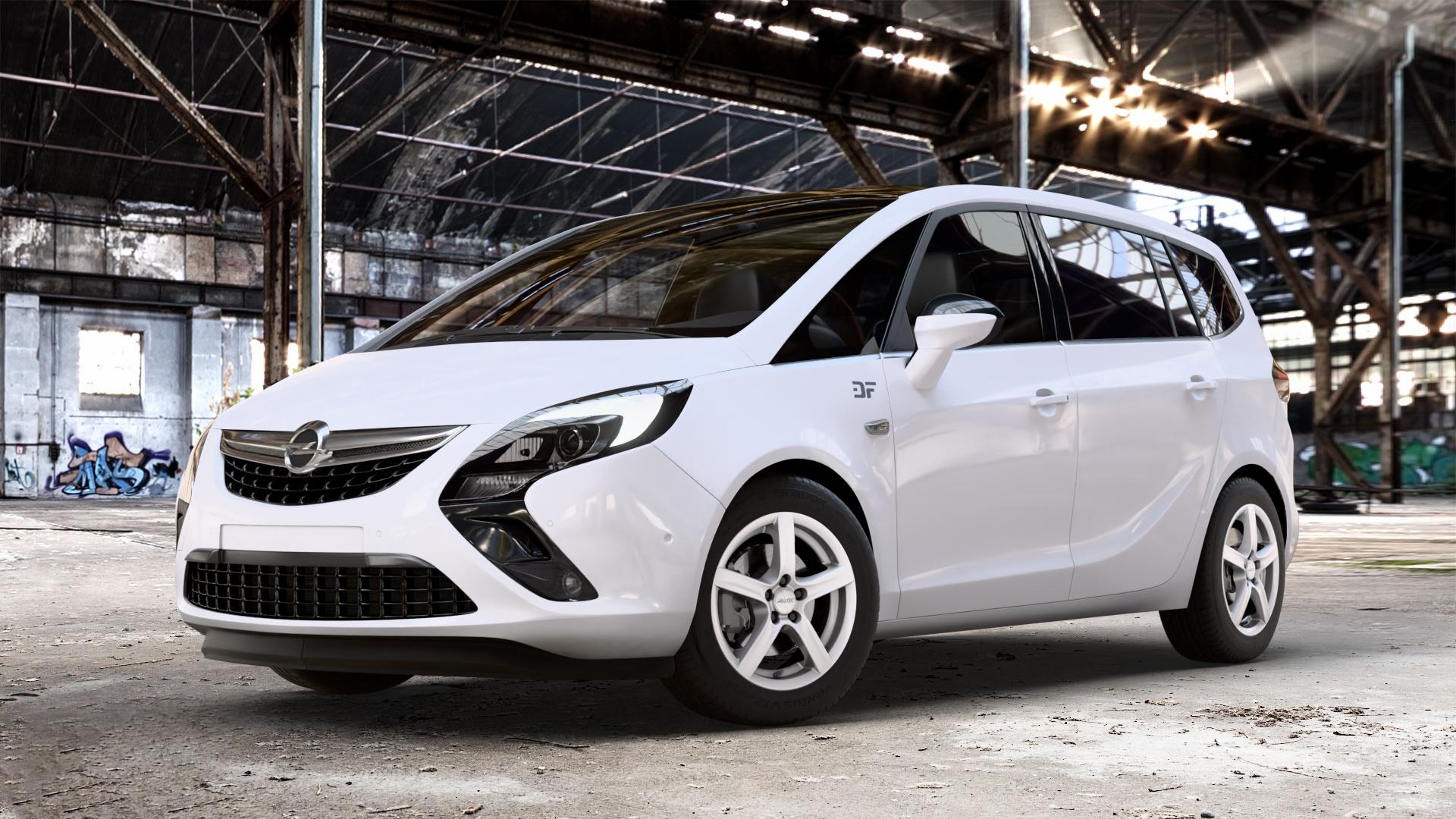 ALUTEC Grip polar-silber Felge mit Reifen in 16Zoll Winterfelge Alufelge auf weissem Opel Zafira C Tourer ⬇️ mit 15mm Tieferlegung ⬇️ Old Industrial Hall_max_4400mm_2024 Frontansicht_1