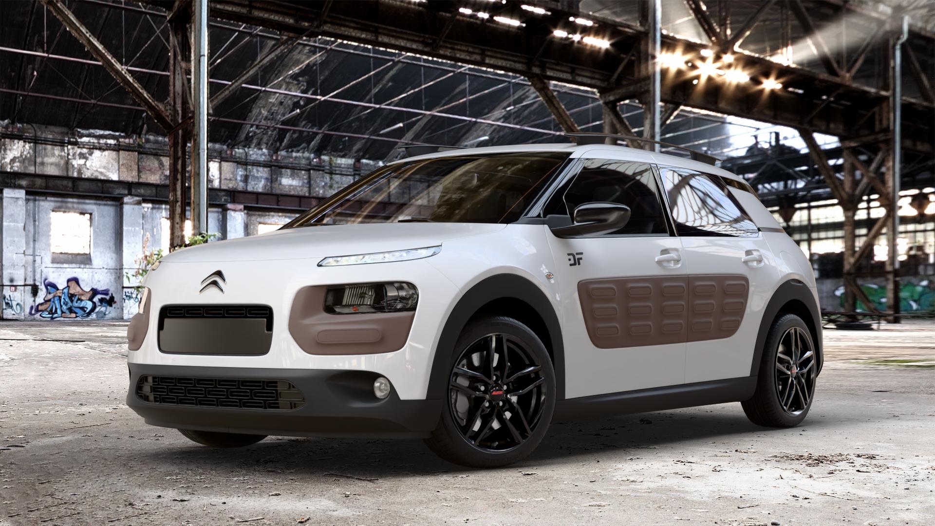 ALUTEC Ikenu diamant-schwarz Felge mit Reifen in 17Zoll Winterfelge Alufelge auf weissem Citroen C4 Cactus Typ 0 ⬇️ mit 15mm Tieferlegung ⬇️ Old Industrial Hall_max_4400mm_2024 Frontansicht_1