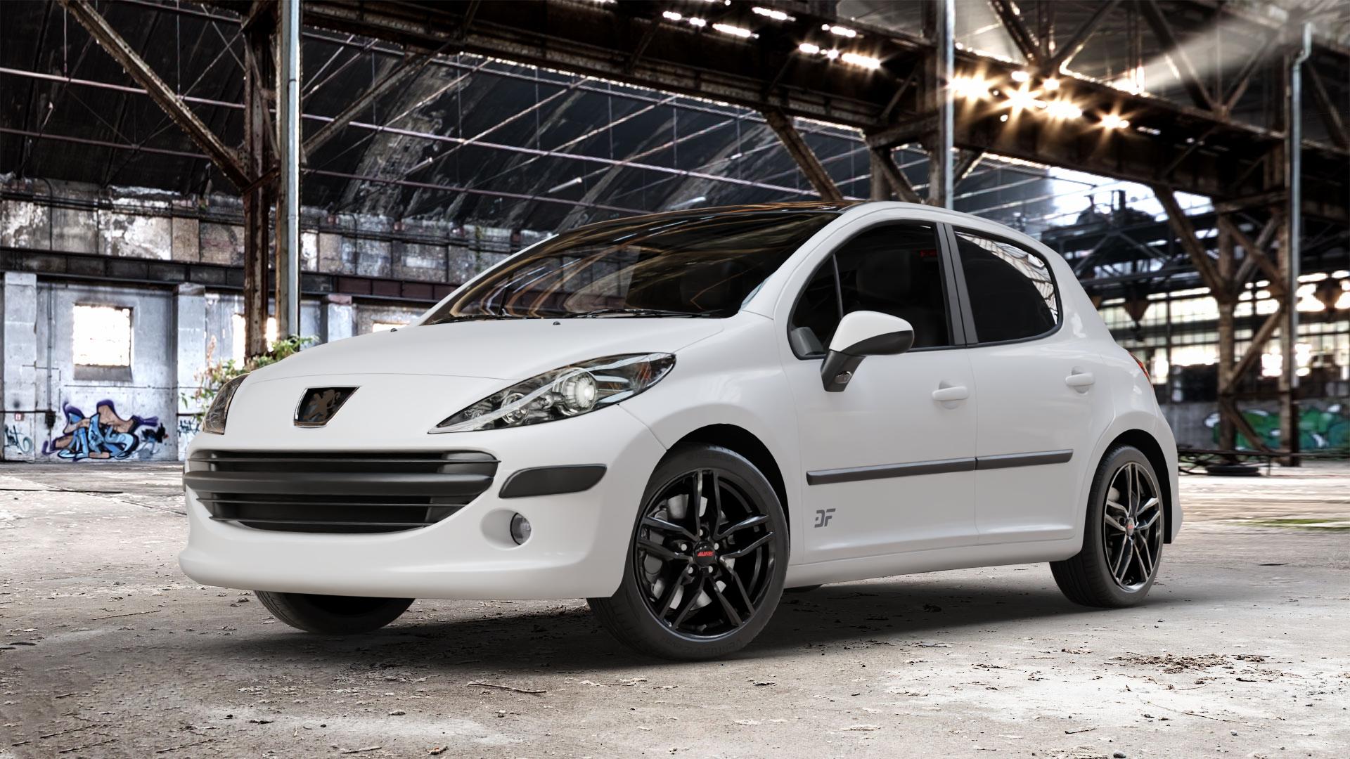 ALUTEC Ikenu diamant-schwarz Felge mit Reifen in 17Zoll Winterfelge Alufelge auf weissem Peugeot 207 SW Facelift ⬇️ mit 15mm Tieferlegung ⬇️ Old Industrial Hall_max_4400mm_2024 Frontansicht_1