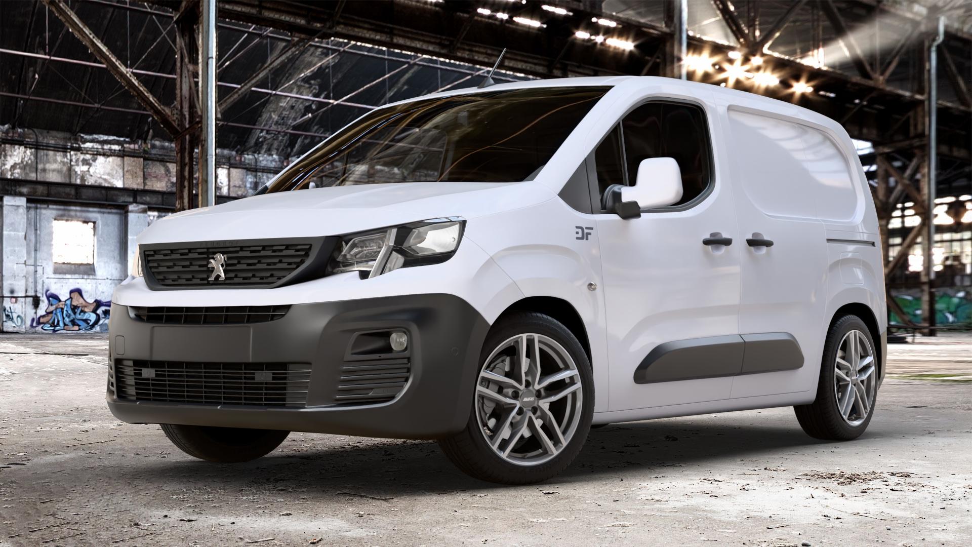 ALUTEC Ikenu graphit frontpoliert Felge mit Reifen grau silber mehrfarbig in 18Zoll Winterfelge Alufelge auf weissem Peugeot Partner III Typ E 1,5l HDi 96kW (131 PS) 75kW (102 1,2l PureTech 81kW (110 56kW (76 1,6l 55kW (75 73kW (99 0,0l e-Partner 57kW (77 ⬇️ mit 15mm Tieferlegung ⬇️ Old Industrial Hall_max_4400mm_2024 Frontansicht_1
