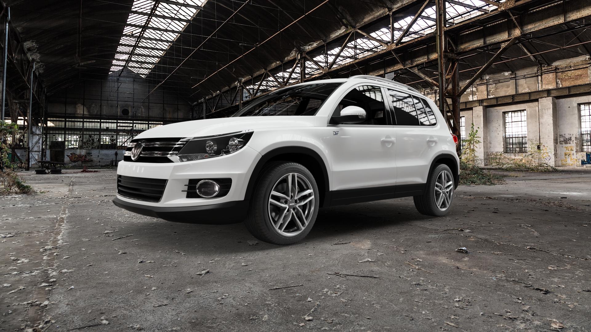 ALUTEC Ikenu graphit frontpoliert Felge mit Reifen grau silber mehrfarbig in 18Zoll Winterfelge Alufelge auf weissem Volkswagen (VW) Tiguan I Typ 5N 2,0l TDI 103kW (140 PS) 4Motion 1,4l TSI 118kW (160 155kW (211 132kW (179 81kW (110 120kW (163 100kW (136 130kW (177 92kW (125 110 ⬇️ mit 15mm Tieferlegung ⬇️ Old Industrial Hall_max5000mm_2022 Frontansicht_1