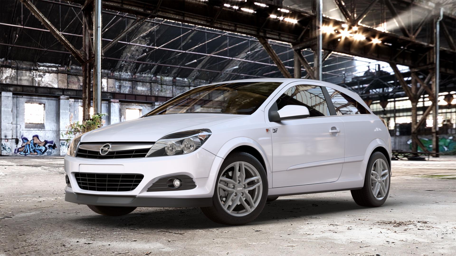 ALUTEC Ikenu metal-grey Felge mit Reifen grau in 16Zoll Winterfelge Alufelge auf Weiss Uni Opel Astra H GTC Typ A-H/C ⬇️ mit 15mm Tieferlegung ⬇️ Old Industrial Hall_max_4400mm_2024 Frontansicht_1
