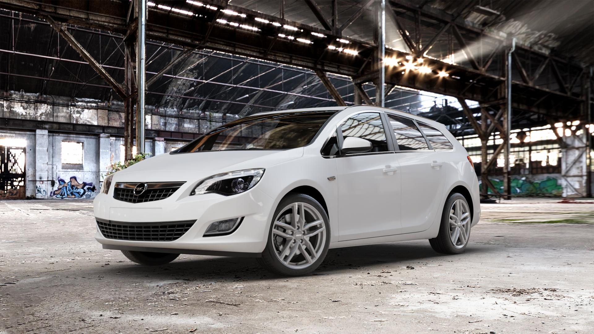 ALUTEC Ikenu metal-grey Felge mit Reifen grau in 18Zoll Winterfelge Alufelge auf weissem Opel Astra J Sports Tourer Typ P-J/SW Facelift ⬇️ mit 15mm Tieferlegung ⬇️ Old Industrial Hall_max_5300mm_2024 Frontansicht_1