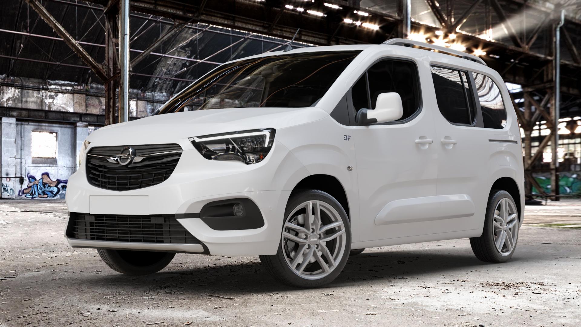 ALUTEC Ikenu metal-grey Felge mit Reifen grau in 18Zoll Winterfelge Alufelge auf weissem Opel Combo E Life ⬇️ mit 15mm Tieferlegung ⬇️ Old Industrial Hall_max_4400mm_2024 Frontansicht_1