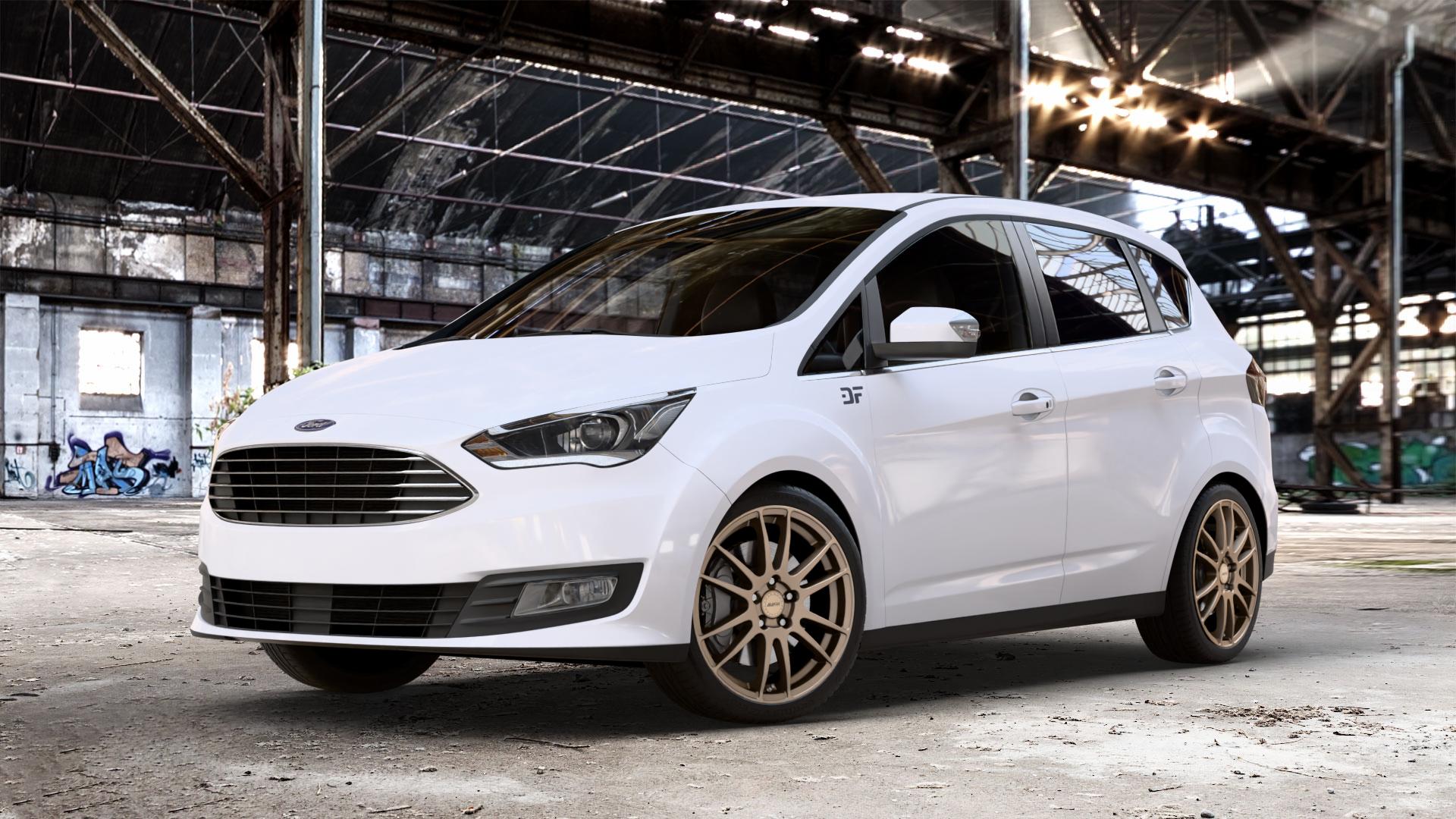 ALUTEC Monstr metallic-bronze Felge mit Reifen in 18Zoll Winterfelge Alufelge auf weissem Ford C-Max II Typ DXA Facelift (15->) ⬇️ mit 15mm Tieferlegung ⬇️ Old Industrial Hall_max_4400mm_2024 Frontansicht_1