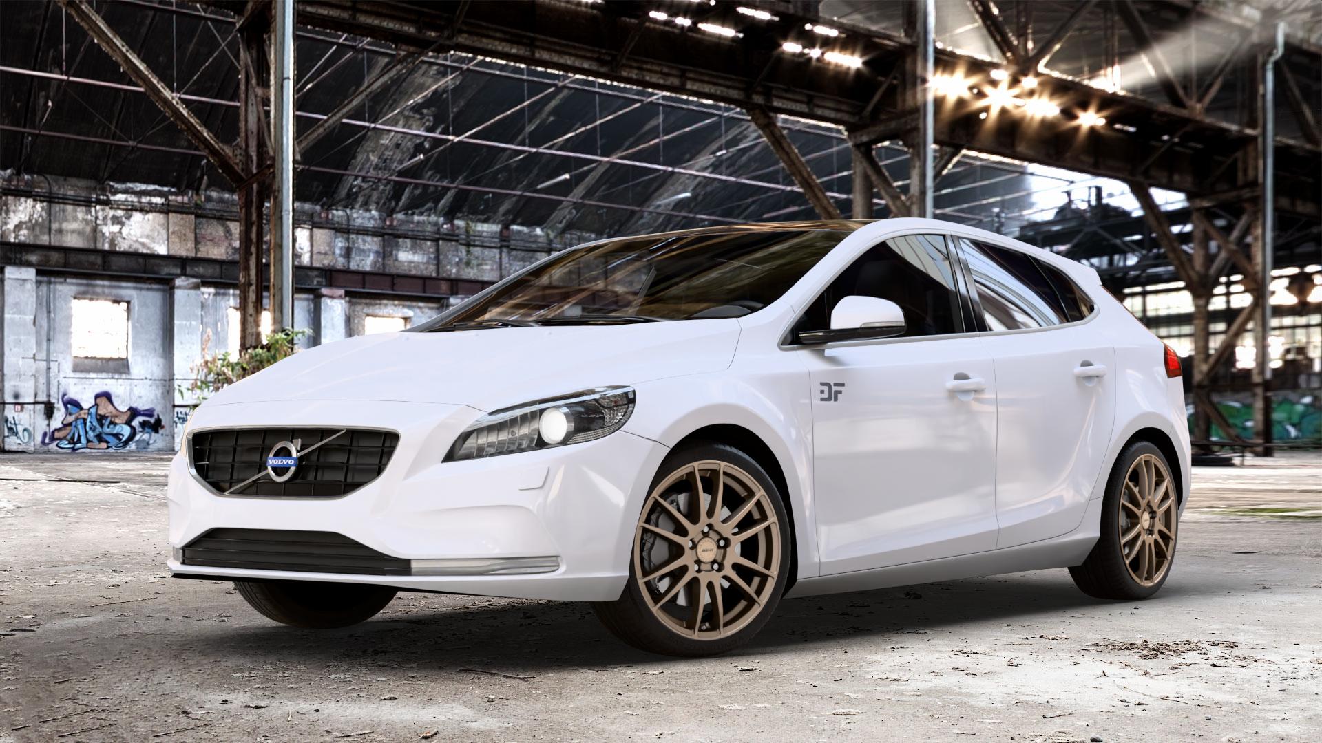 ALUTEC Monstr metallic-bronze Felge mit Reifen in 18Zoll Winterfelge Alufelge auf weissem Volvo V40 II Typ M ⬇️ mit 15mm Tieferlegung ⬇️ Old Industrial Hall_max_4400mm_2024 Frontansicht_1