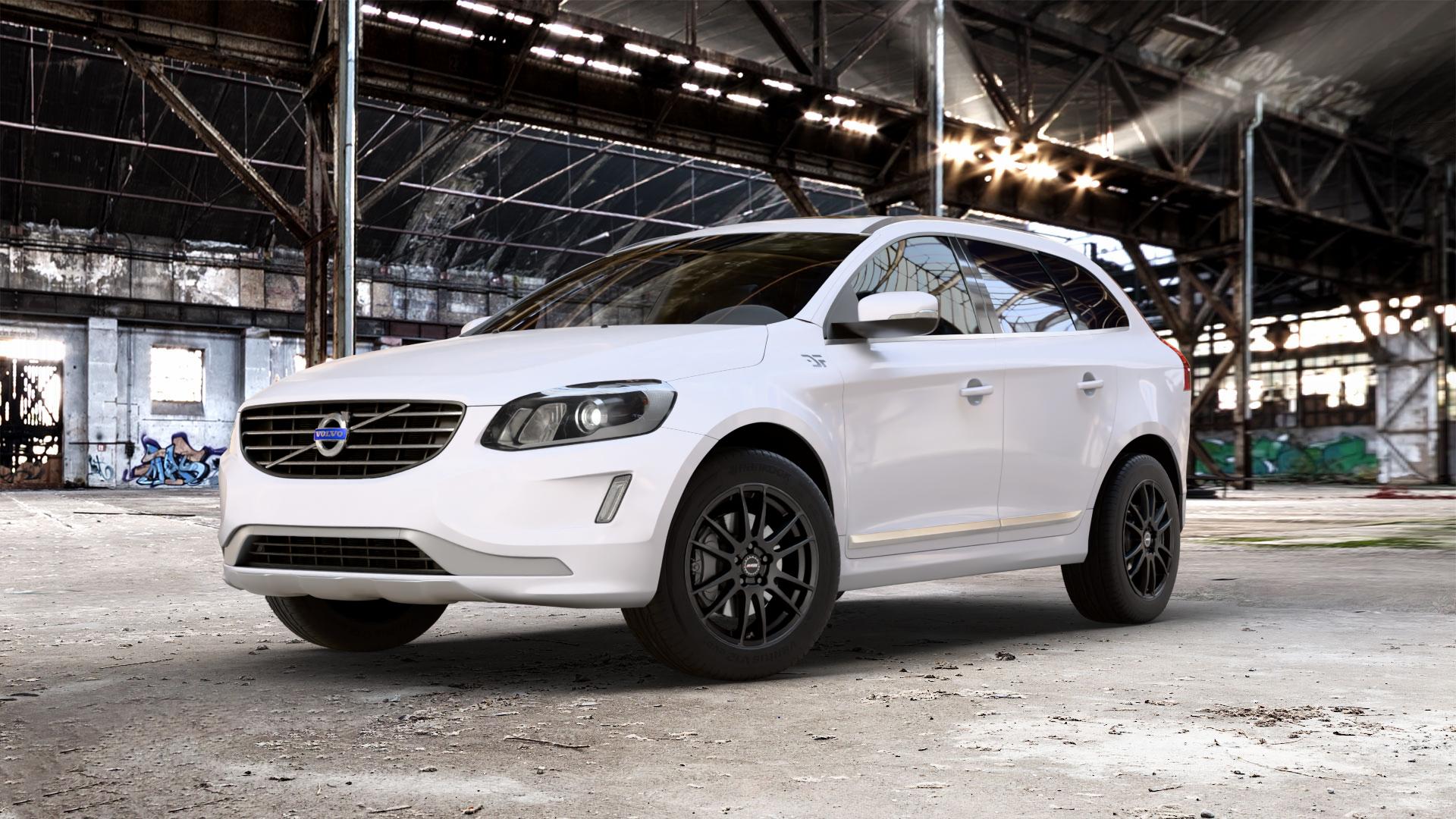 ALUTEC Monstr racing-schwarz Felge mit Reifen in 18Zoll Winterfelge Alufelge auf weissem Volvo XC60 Typ D Facelift ⬇️ mit 15mm Tieferlegung ⬇️ Old Industrial Hall_max_5300mm_2024 Frontansicht_1