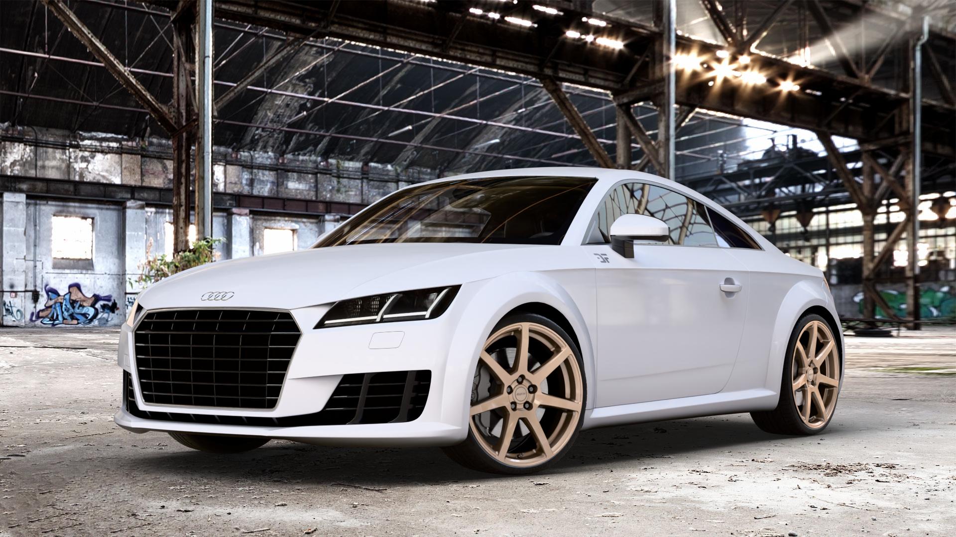 ALUTEC Pearl metallic-bronze Felge mit Reifen in 20Zoll Winterfelge Alufelge auf weissem Audi TT III Typ 8S (Coupé) (Roadster) ⬇️ mit 15mm Tieferlegung ⬇️ Old Industrial Hall_max_4400mm_2024 Frontansicht_1