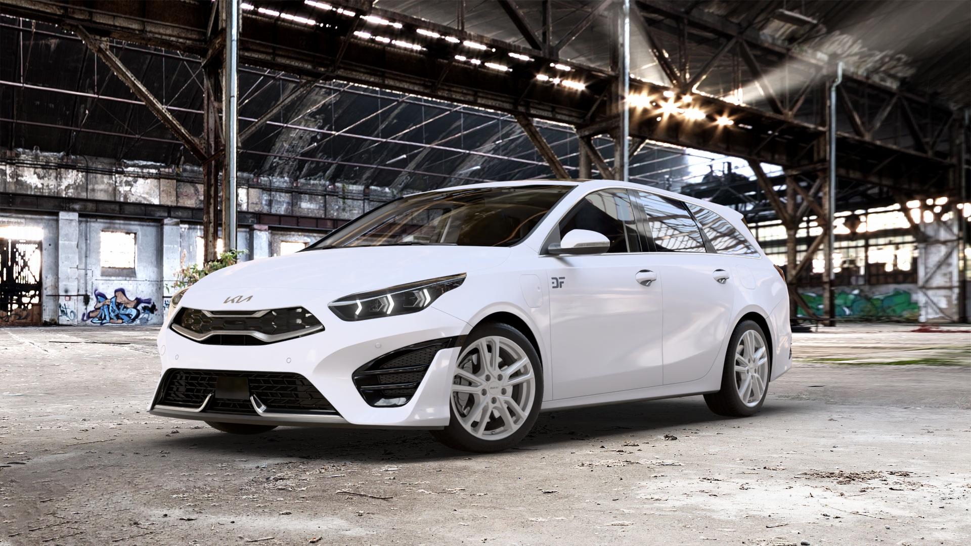 ALUTEC Tormenta polar-silber Felge mit Reifen in 17Zoll Winterfelge Alufelge auf weissem Kia Ceed Kombi Typ CD Facelift 1,0l T-GDI 88kW Mild-Hybrid (120 PS) 74kW (101 1,5l 118kW (160 1,6l CRDi 100kW (136 GDI 77kW Hybrid (105 103kW (140 ⬇️ mit 15mm Tieferlegung ⬇️ Old Industrial Hall_max_5300mm_2024 Frontansicht_1