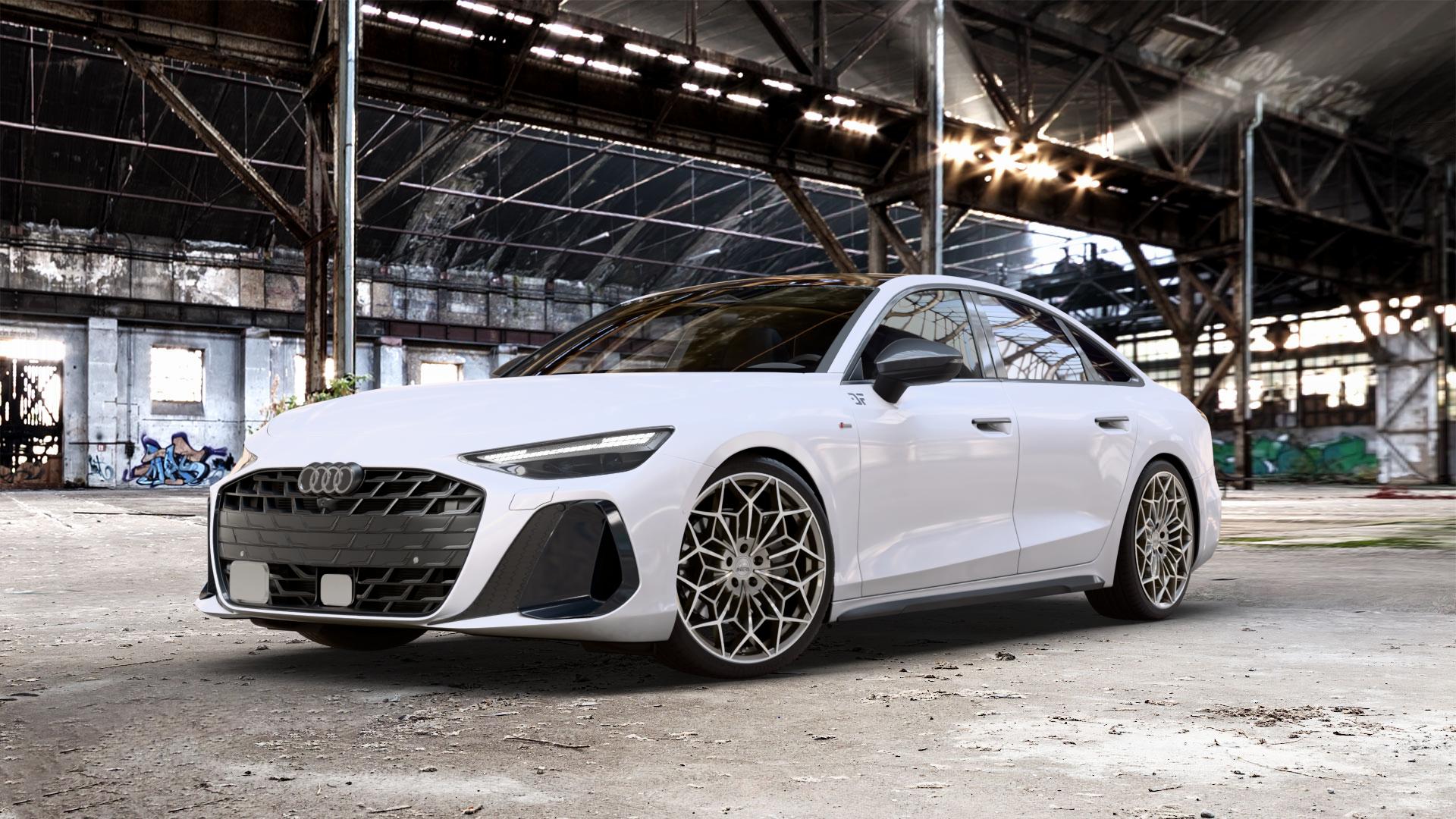 Antera A105 Moon Grey Diamond Felge mit Reifen grau in 21Zoll Winterfelge Alufelge auf weissem Audi A6 Typ F2/C9 (Limousine) 2,0l TDI 150kW Mild-Hybrid (204 PS) 120kW (163 Quattro TFSI 195kW (265 TSI 3,0l 210kW (286 180kW (245 270kW (367 250kW (340 E 185kW ⬇️ mit 15mm Tieferlegung ⬇️ Old Industrial Hall_max_5300mm_2024 Frontansicht_1