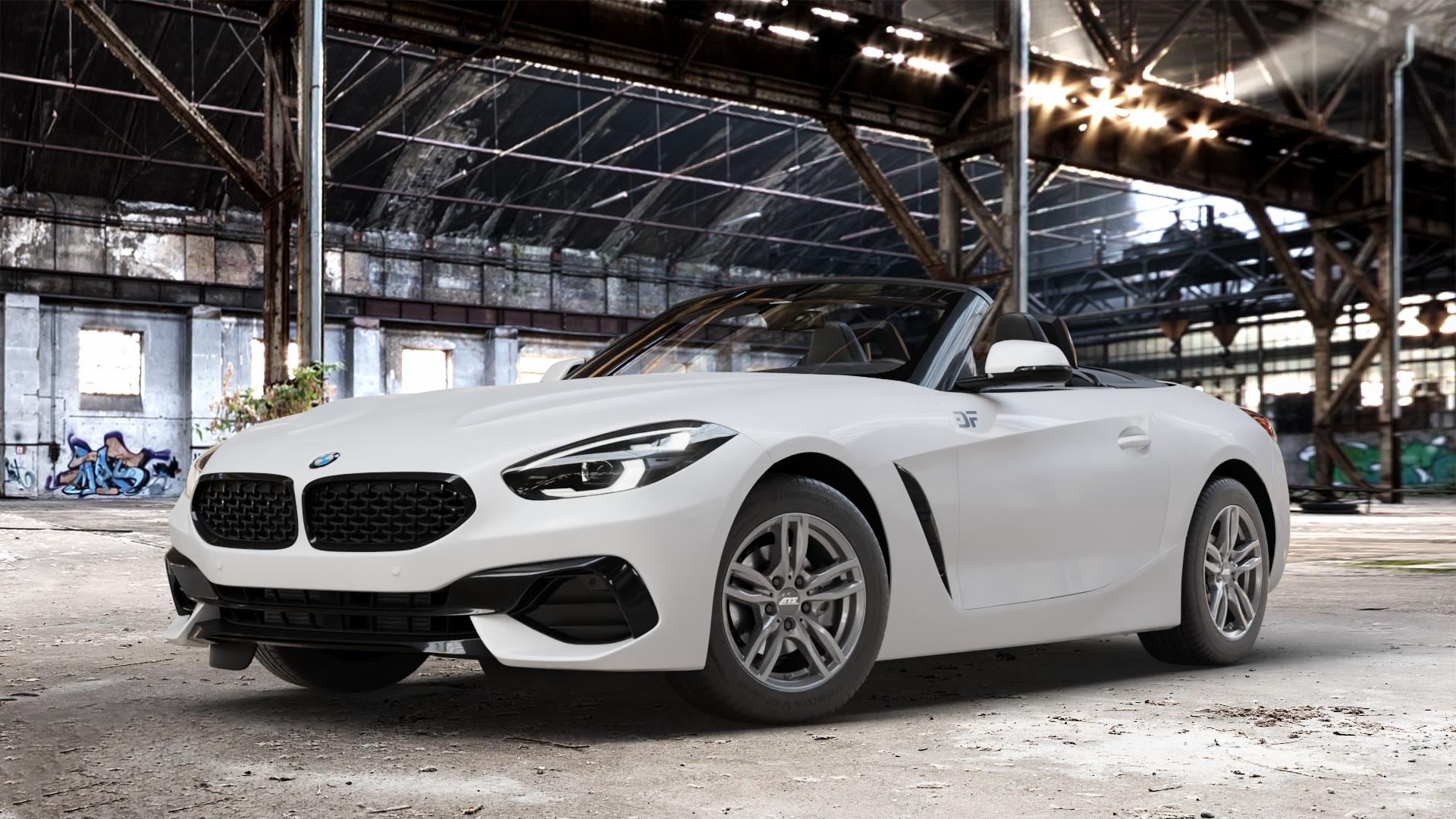 ATS Evolution dark-grey Felge mit Reifen grau in 16Zoll Winterfelge Alufelge auf weissem BMW Z4 Roadster Typ G29 (G4Z) Z1 Z8 ⬇️ mit 15mm Tieferlegung ⬇️ Old Industrial Hall_max_4400mm_2024 Frontansicht_1