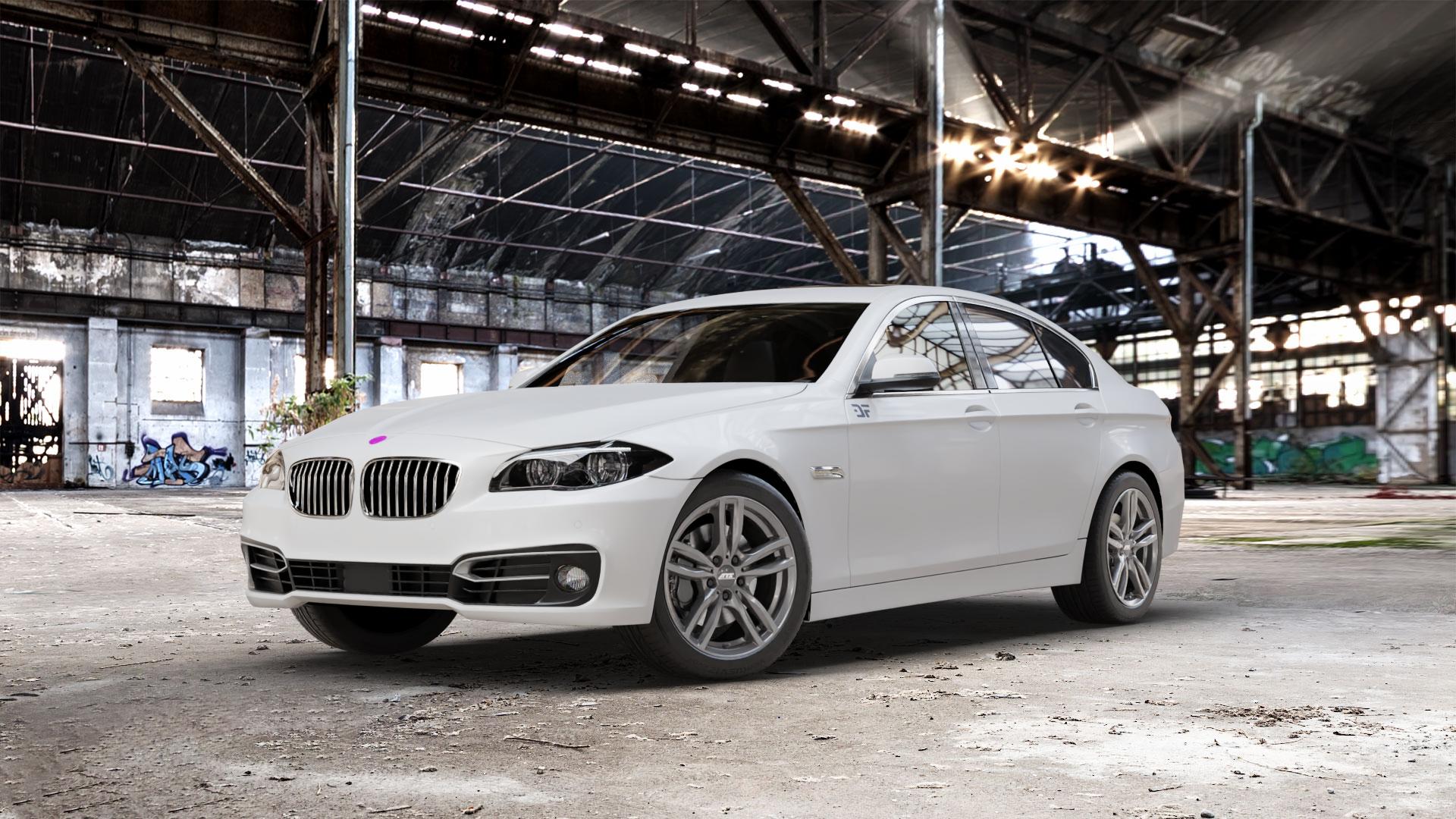 ATS Evolution dark-grey Felge mit Reifen grau in 18Zoll Winterfelge Alufelge auf weissem BMW 523i Typ F10 (Limousine) 528i 535i 550i 520d 525d 530d 535d xDrive 520i 530i M5 M550d 518d ActiveHybrid 5L (F10) 5er Limousine (5L, HY) Lang (KL) ⬇️ mit 15mm Tieferlegung ⬇️ Old Industrial Hall_max_5300mm_2024 Frontansicht_1