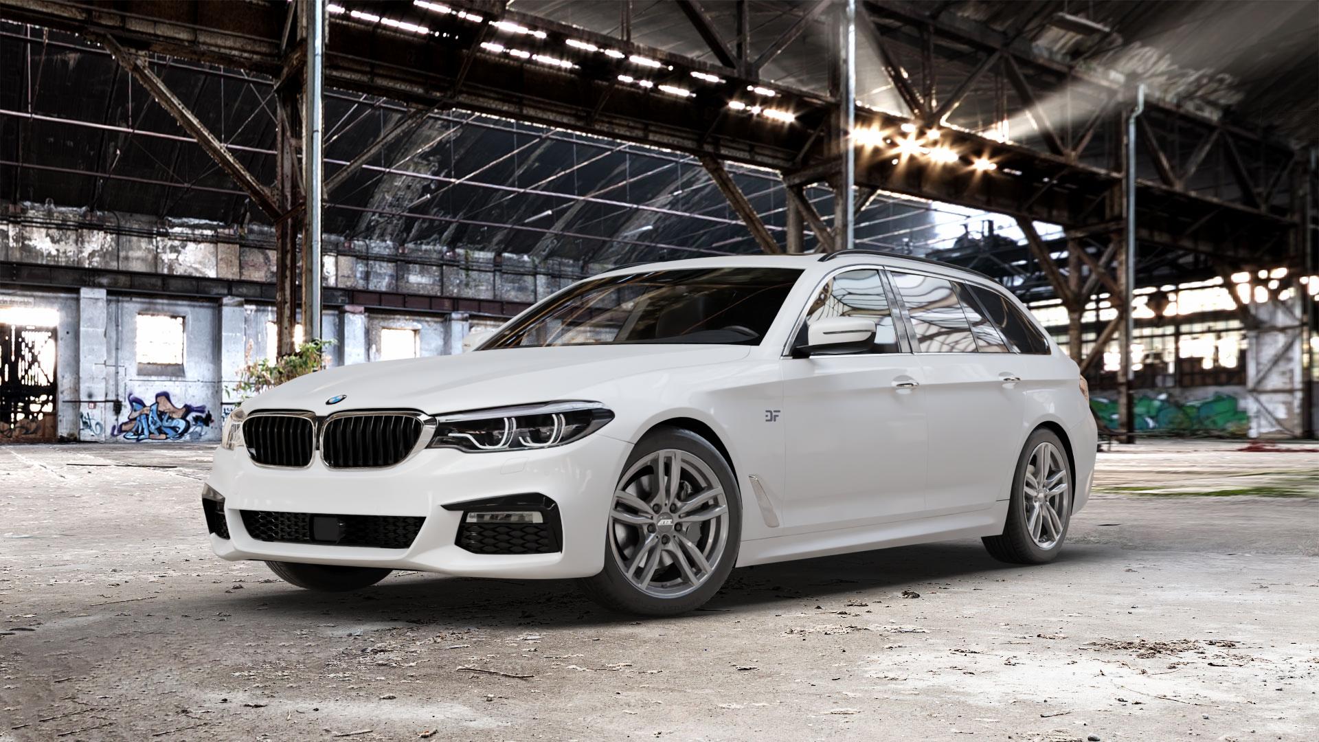 ATS Evolution dark-grey Felge mit Reifen grau in 18Zoll Winterfelge Alufelge auf weissem BMW M5 Typ F90 (Limousine) Facelift 5er G31 Touring (G5K) ⬇️ mit 15mm Tieferlegung ⬇️ Old Industrial Hall_max_5300mm_2024 Frontansicht_1