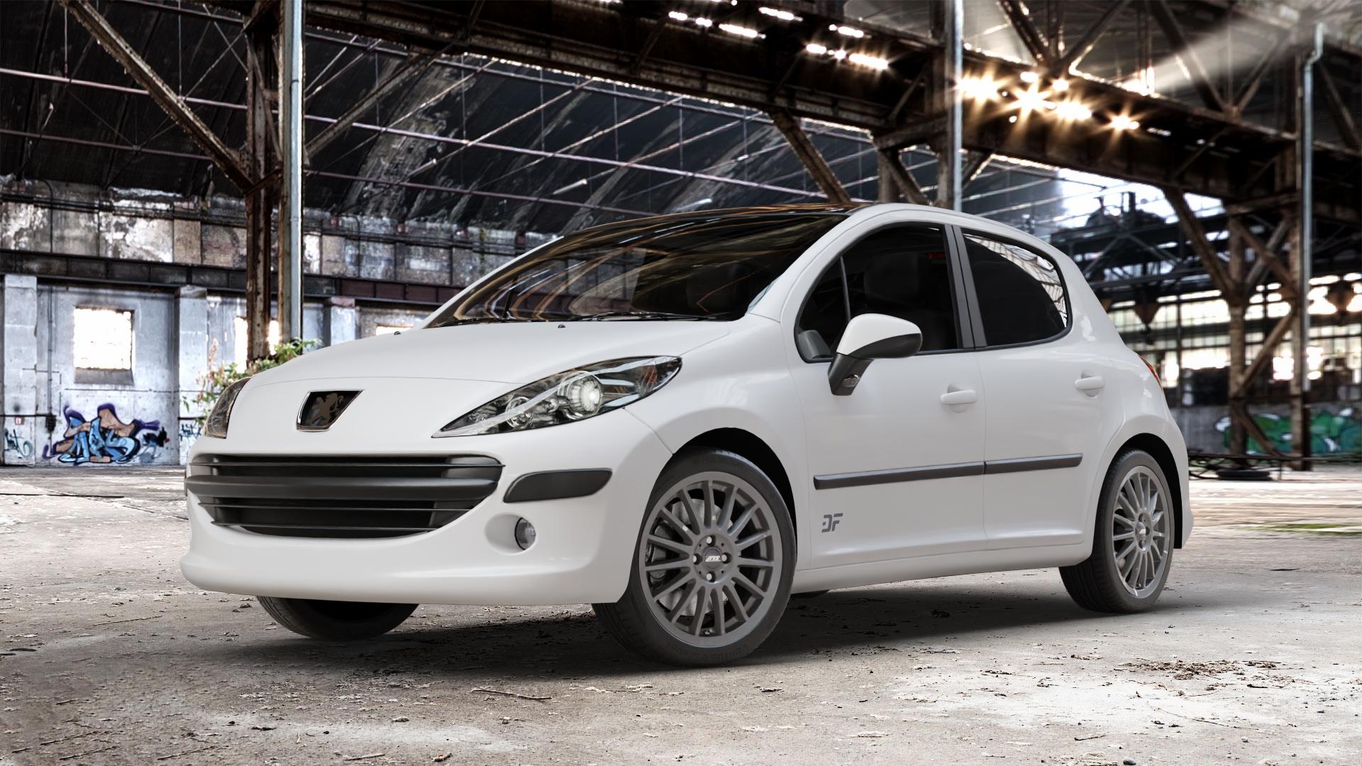 ATS Streetrallye dark-grey Felge mit Reifen grau in 17Zoll Winterfelge Alufelge auf weissem Peugeot 207 SW Facelift ⬇️ mit 15mm Tieferlegung ⬇️ Old Industrial Hall_max_4400mm_2024 Frontansicht_1