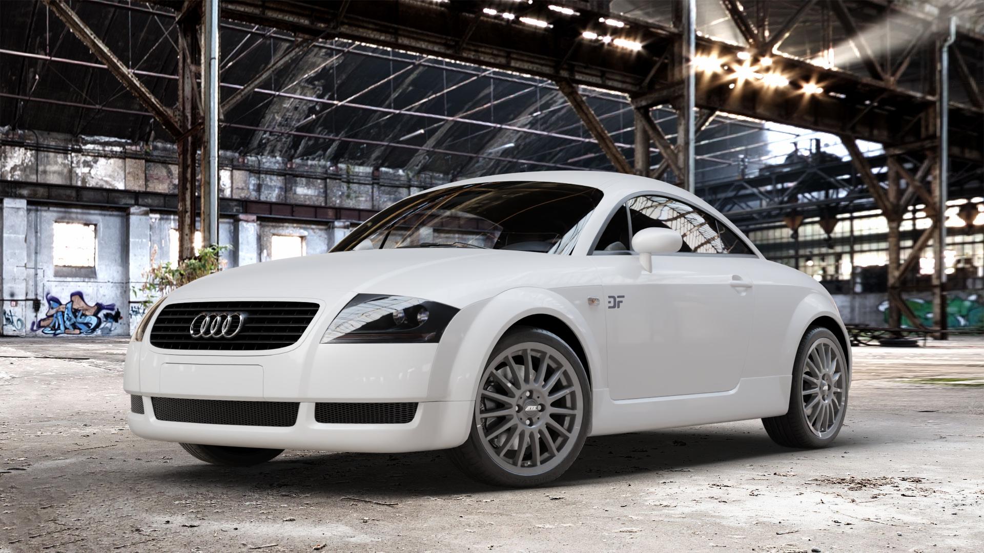 ATS Streetrallye dark-grey Felge mit Reifen grau in 18Zoll Winterfelge Alufelge auf weissem Audi TT I Typ 8N (Coupé) 1,8l T 110kW (150 PS) 132kW (179 120kW (163 140kW (190 quattro 165kW (224 176kW (239 3,2l VR6 184kW (250 ⬇️ mit 15mm Tieferlegung ⬇️ Old Industrial Hall_max_4400mm_2024 Frontansicht_1
