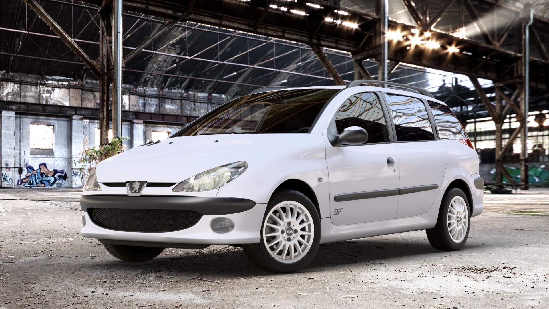 ATS Streetrallye polar-silber Felge mit Reifen in 15Zoll Winterfelge Alufelge auf weissem Peugeot 206 SW 1,4l 55kW (75 PS) 65kW (88 1,6l 80kW (109 2,0l 100kW (136 HDi 66kW (90 50kW (68 1,1l 44kW (60 ⬇️ mit 15mm Tieferlegung ⬇️ Old Industrial Hall_max_4400mm_2024 Frontansicht_1