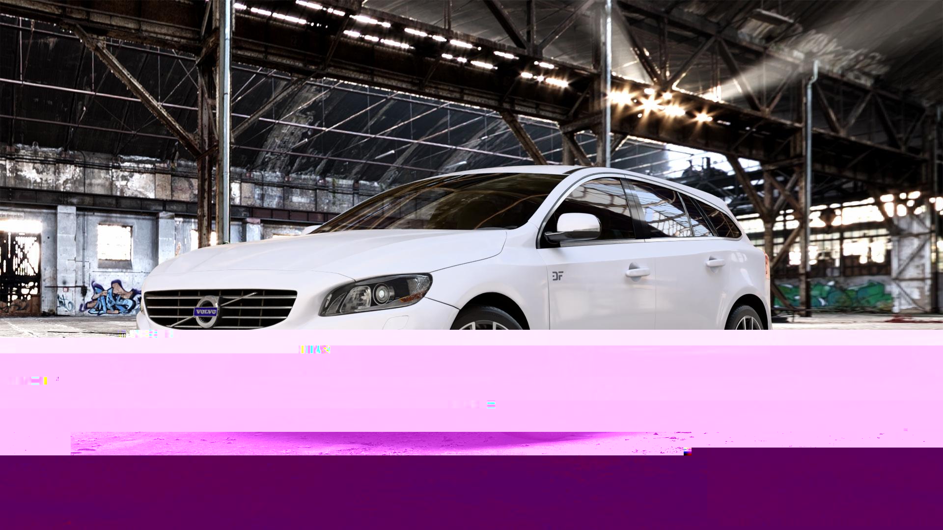 AUTEC Astana Schwarz poliert Felge mit Reifen in 18Zoll Winterfelge Alufelge auf weissem Volvo V60 Typ G ⬇️ mit 15mm Tieferlegung ⬇️ Old Industrial Hall_max_5300mm_2024 Frontansicht_1