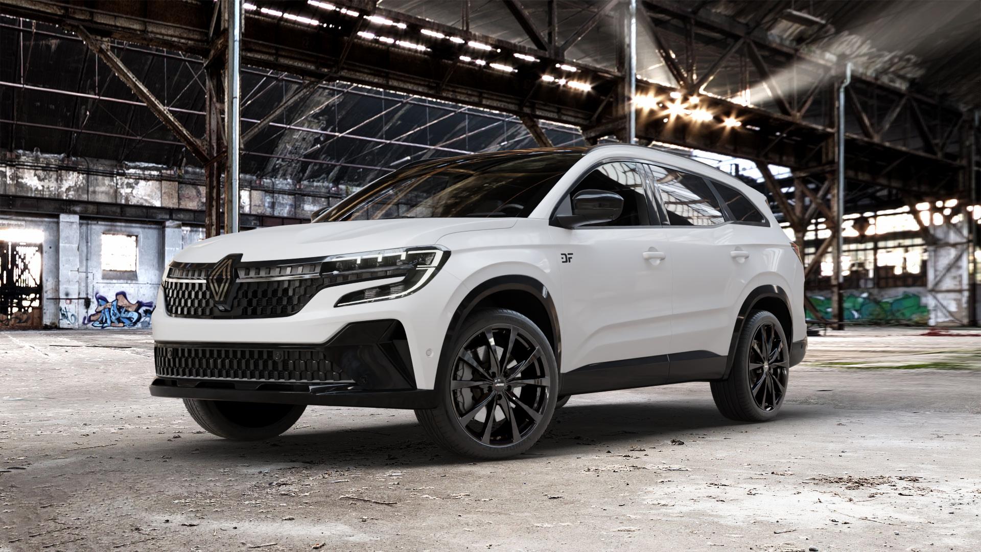 AUTEC Brixen Schwarz Felge mit Reifen in 20Zoll Winterfelge Alufelge auf weissem Renault Espace VI Typ RHN ⬇️ mit 15mm Tieferlegung ⬇️ Old Industrial Hall_max_5300mm_2024 Frontansicht_1