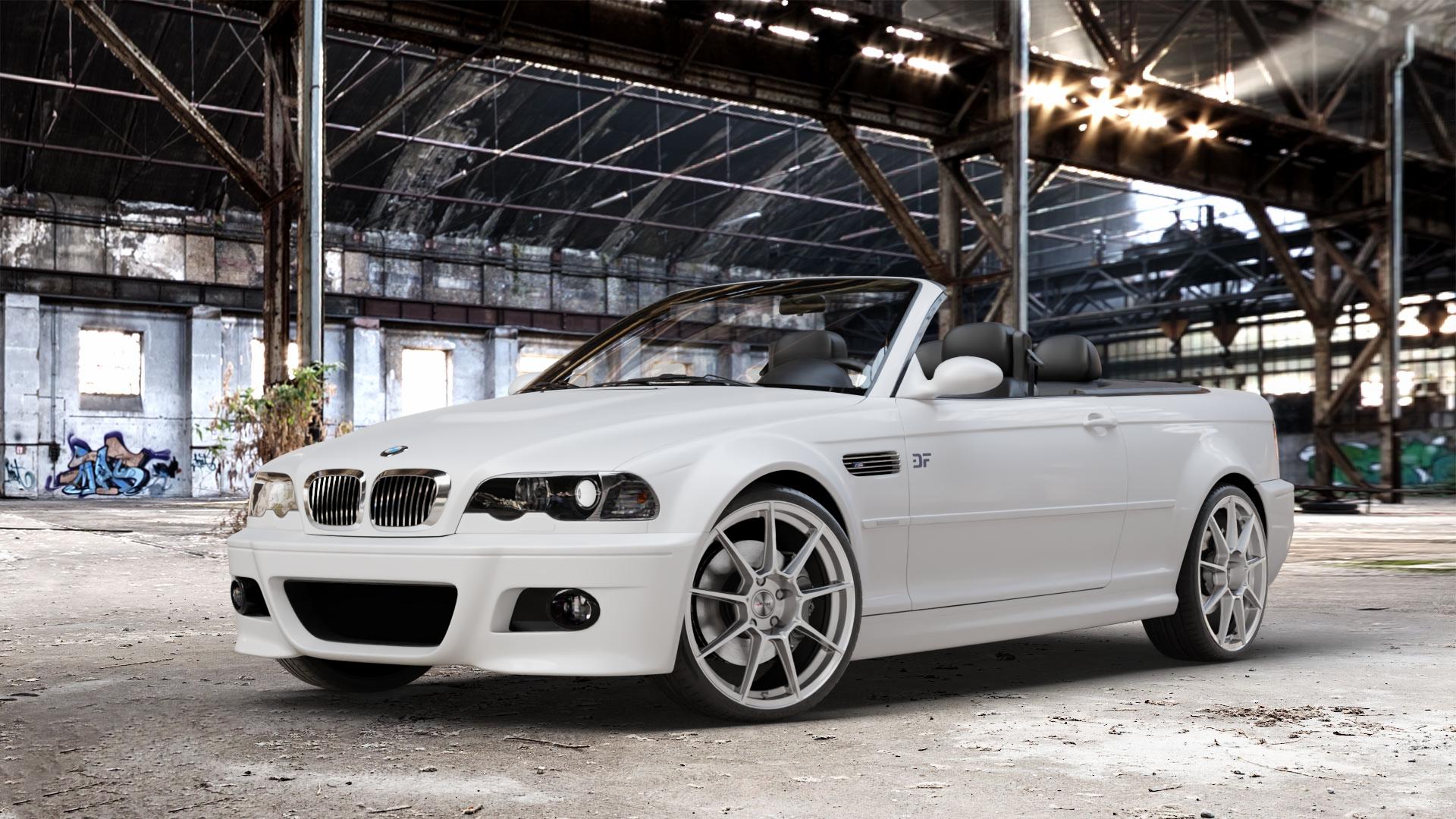 AUTEC ClubRacing Hyper silber Felge mit Reifen in 19Zoll Winterfelge Alufelge auf weissem BMW 320cd Typ E46 (Cabrio) 2,0l 110kW (150 PS) 320ci 2,2l 125kW (170 323ci 2,5l 325ci 141kW (192 330cd 3,0l 150kW (204 330ci 170kW (231 318ci 105kW (143 M3 3er C ⬇️ mit 15mm Tieferlegung ⬇️ Old Industrial Hall_max_4400mm_2024 Frontansicht_1
