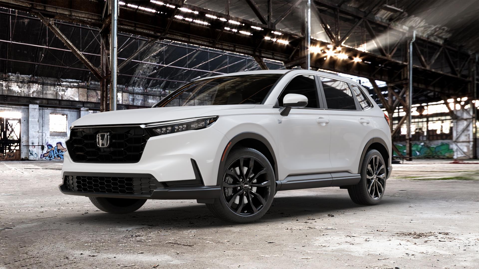 AUTEC Uteca Schwarz Felge mit Reifen in 20Zoll Winterfelge Alufelge auf weissem Honda CR-V VI (RS) ⬇️ mit 15mm Tieferlegung ⬇️ Old Industrial Hall_max_5300mm_2024 Frontansicht_1