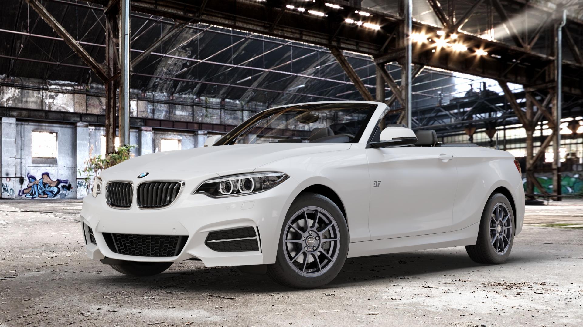 AUTEC Wizard Gunmetal matt Felge mit Reifen grau in 16Zoll Winterfelge Alufelge auf weissem BMW 220d Typ F23 (Cabrio) 2,0l 140kW (190 PS) 220i 135kW (184 228i 180kW (245 2 M235i 3,0l 240kW (326 218i 1,5l 100kW (136 xDrive 225d 165kW (224 218d 110kW (150 ⬇️ mit 15mm Tieferlegung ⬇️ Old Industrial Hall_max_4400mm_2024 Frontansicht_1