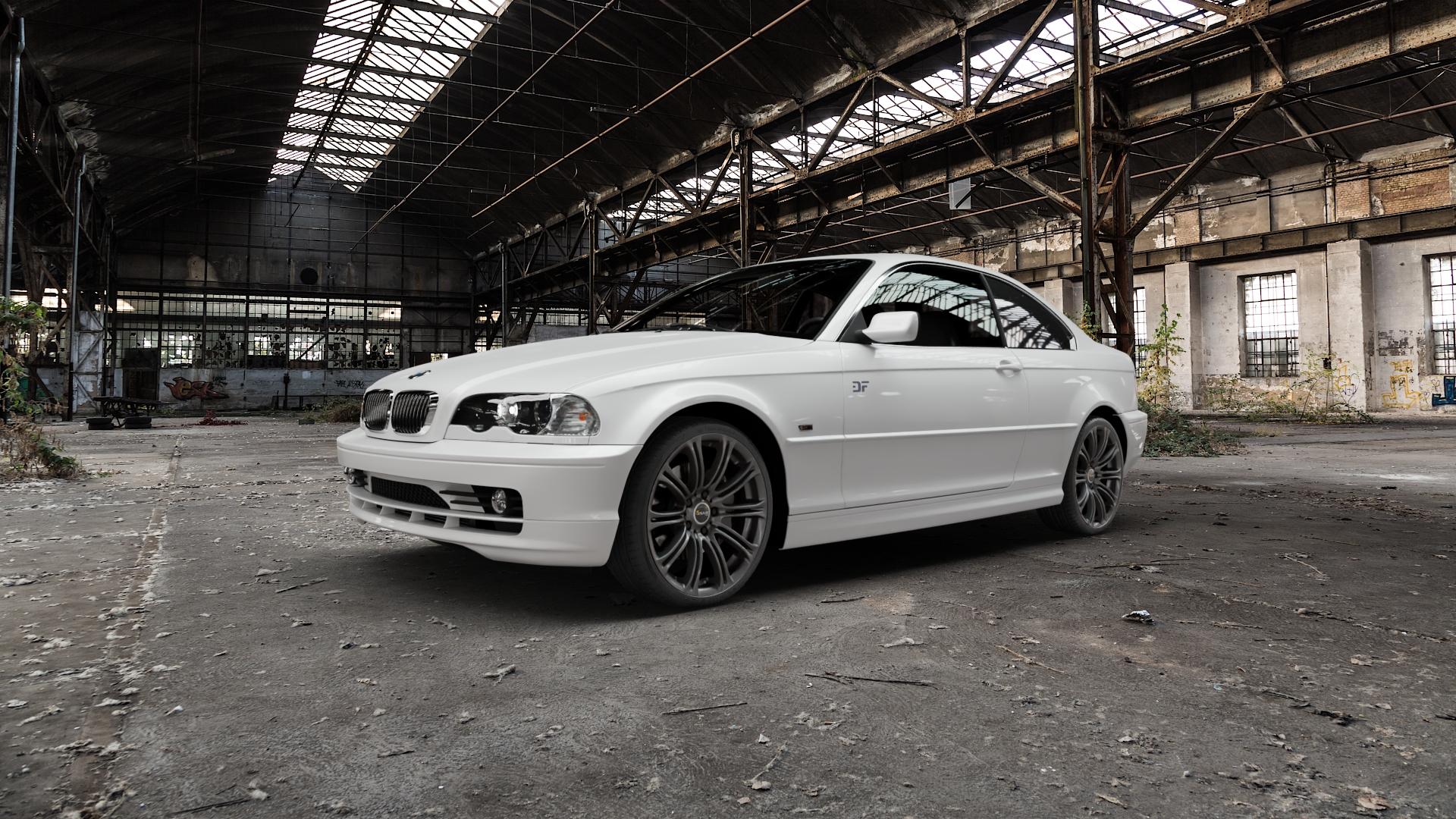 AVUS Racing AC-MB1 ANTHRACITE Felge mit Reifen grau anthrazit in 19Zoll Winterfelge Alufelge auf weissem BMW M3 Typ E46 (Coupé) 318ci 323ci 328ci 330cd 316ci 320ci 330ci 325ci 320cd CSL 3er Coupé (346C) ⬇️ mit 15mm Tieferlegung ⬇️ Old Industrial Hall_max5000mm_2022 Frontansicht_1