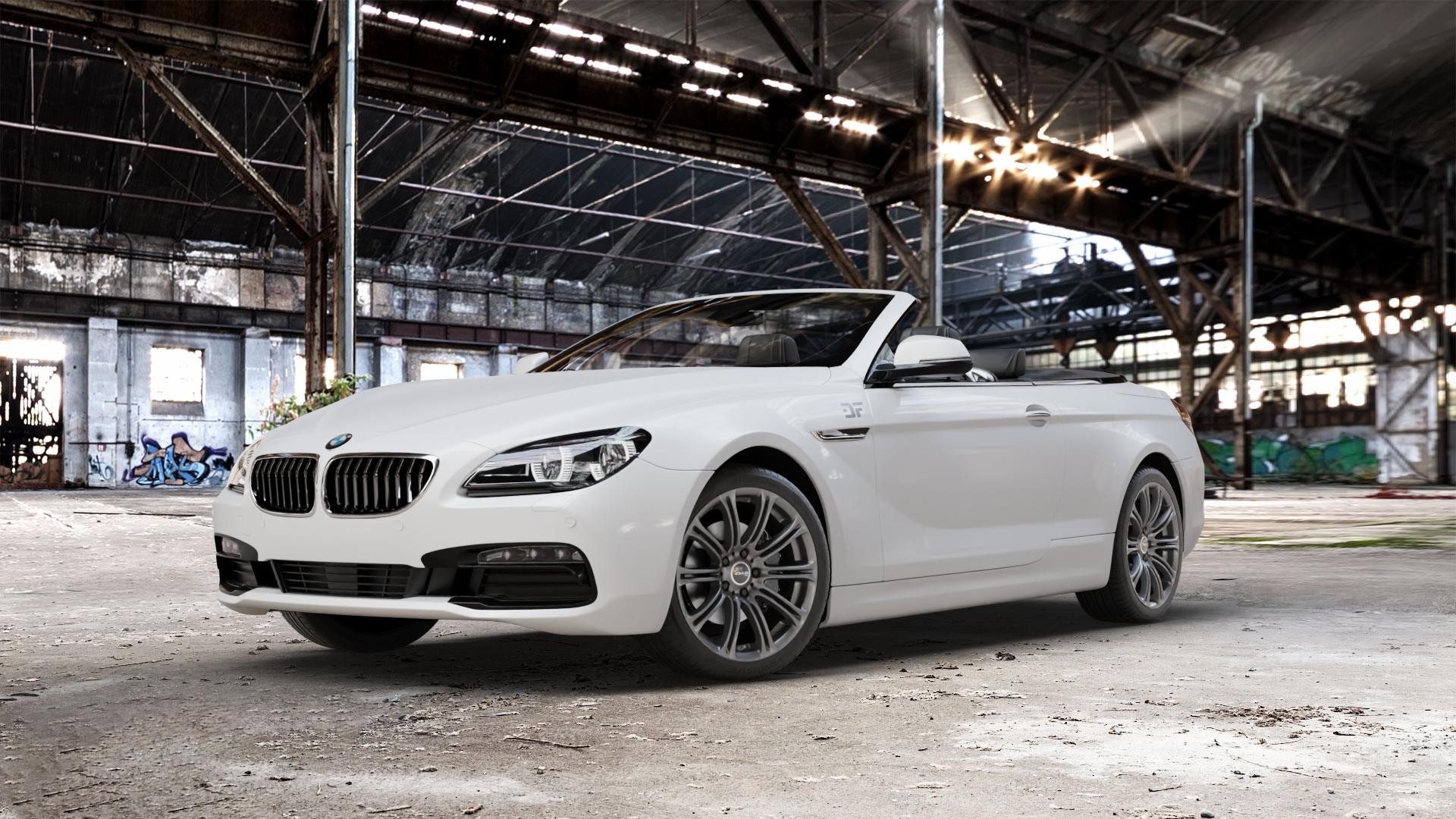 AVUS Racing AC-MB1 ANTHRACITE Felge mit Reifen grau anthrazit in 19Zoll Winterfelge Alufelge auf weissem BMW M6 Typ E64 (Cabrio) 640i F12 640d 650i xDrive 6er Cabrio (663C) (6C) ⬇️ mit 15mm Tieferlegung ⬇️ Old Industrial Hall_max_5300mm_2024 Frontansicht_1