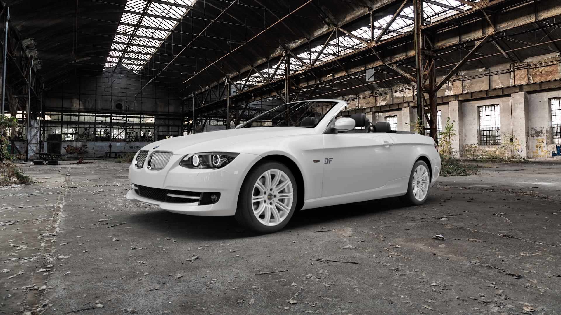 AVUS Racing AC-MB1 HYPER SILVER Felge mit Reifen silber in 17Zoll Winterfelge Alufelge auf weissem BMW M3 Typ E93 (Cabrio) 3er Cabrio (392C, 3C) ⬇️ mit 15mm Tieferlegung ⬇️ Old Industrial Hall_max5000mm_2022 Frontansicht_1