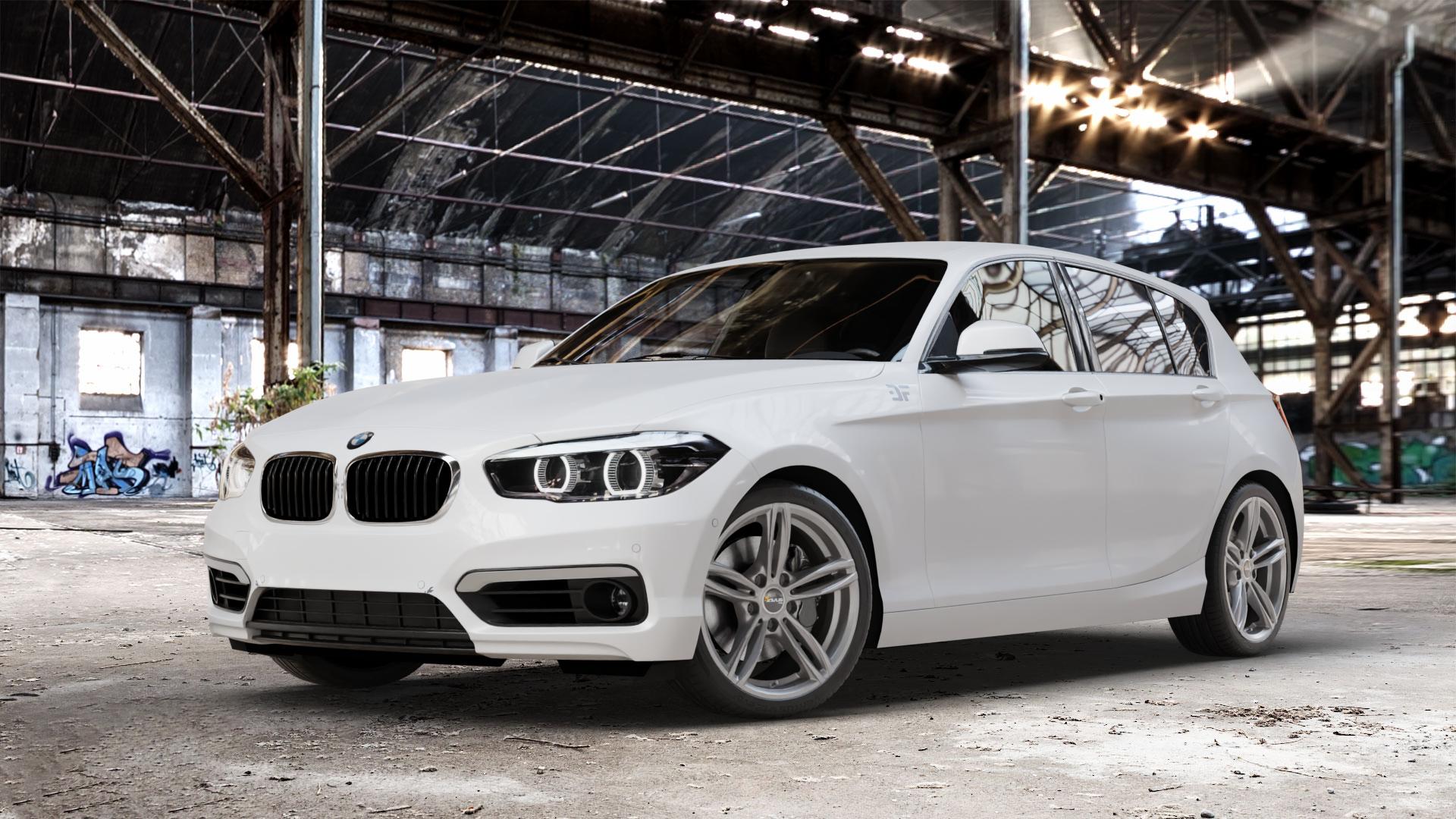 AVUS Racing AC-MB3 ANTHRACITE Felge mit Reifen grau in 18Zoll Winterfelge Alufelge auf weissem BMW 116i Typ F20 118i 116d 118d 120d 125d 125i 114d 114i xDrive 120i Facelift EffDyn Edition 1 M135i ⬇️ mit 15mm Tieferlegung ⬇️ Old Industrial Hall_max_4400mm_2024 Frontansicht_1