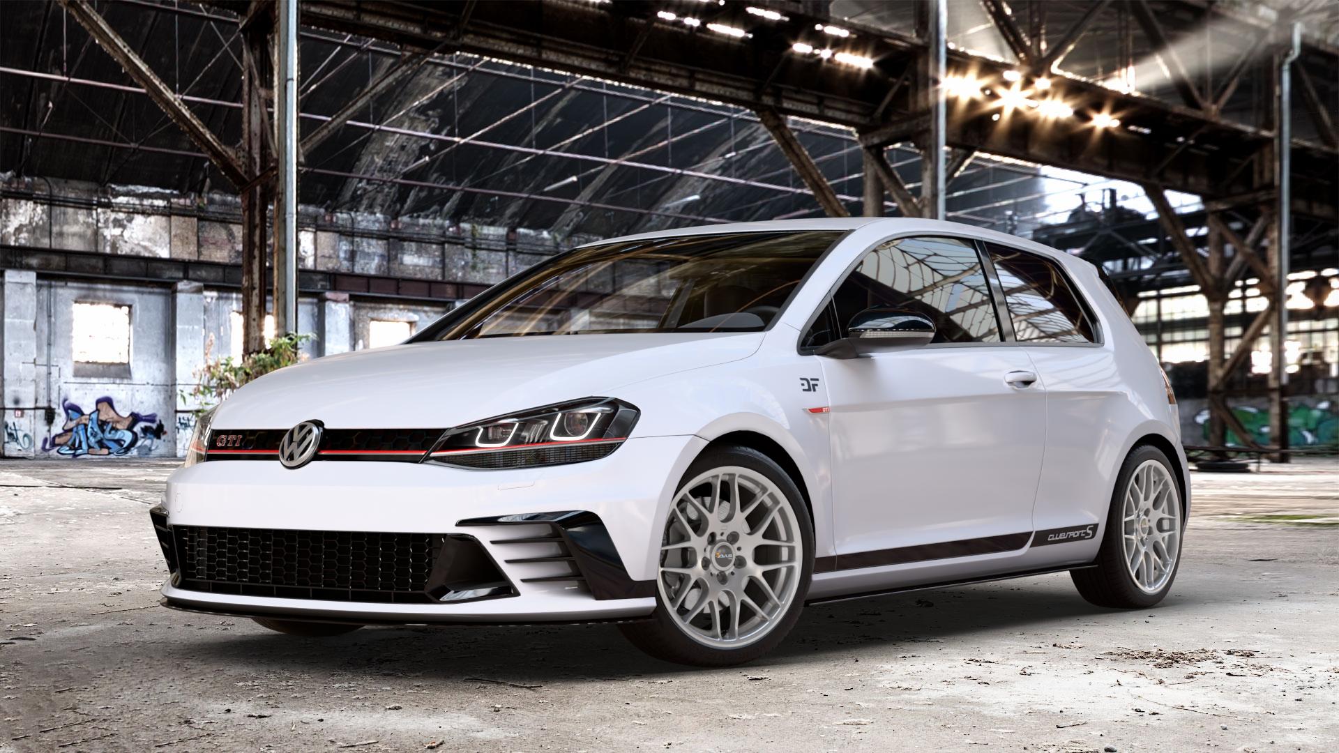 AVUS Racing AC-MB4 HYPER SILVER Felge mit Reifen silber in 18Zoll Winterfelge Alufelge auf weissem unilack Volkswagen (VW) Golf 7 2,0l GTI Clubsport 195kW (265 PS) S 228kW (310 Facelift TCR 213kW (290 ⬇️ mit 15mm Tieferlegung ⬇️ Old Industrial Hall_max_4400mm_2024 Frontansicht_1
