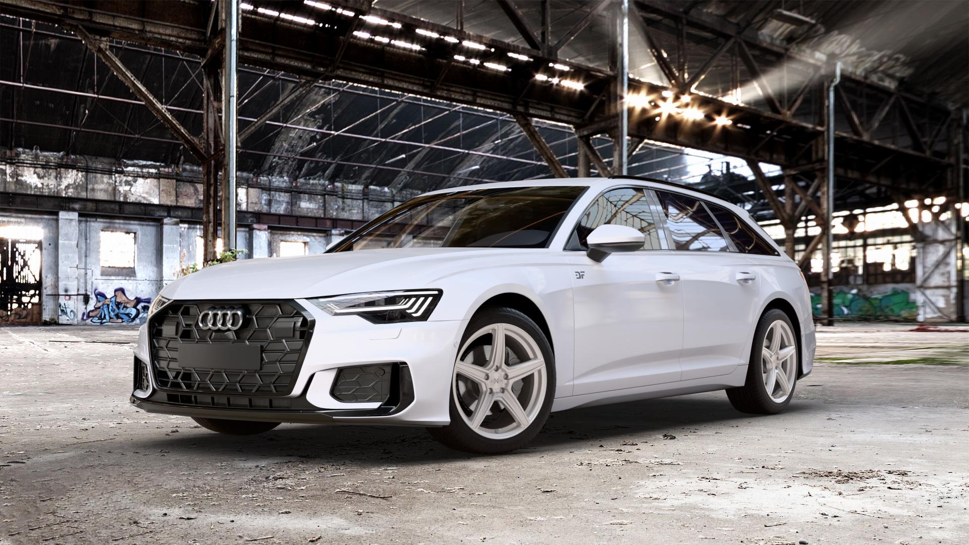 AXXION AX7 Solid Titanium Silber matt lackiert Felge mit Reifen grau in 19Zoll Winterfelge Alufelge auf weissem Audi A6 Typ F2/C8 (Avant) Facelift 2,0l 35 TDI 120kW Mild-Hybrid (163 PS) 40 150kW (204 quattro TFSI 3,0l 45 180kW (245 195kW (265 50 210kW (286 e Hybrid 55 250k ⬇️ mit 15mm Tieferlegung ⬇️ Old Industrial Hall_max_5300mm_2024 Frontansicht_1