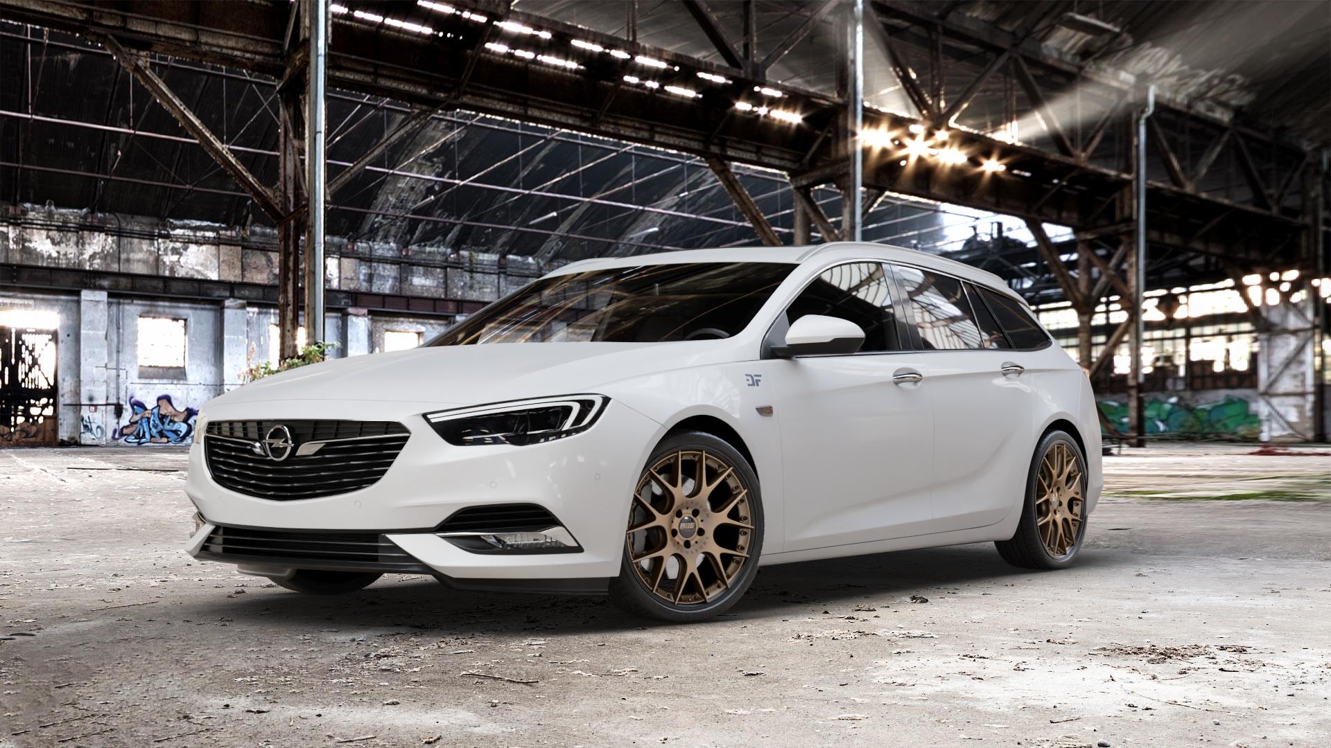 BBS CH-RII bronze seidenmatt/schwarz Felge mit Reifen mehrfarbig in 20Zoll Winterfelge Alufelge auf weissem Opel Insignia II Sports Tourer Typ Z-B ⬇️ mit 15mm Tieferlegung ⬇️ Old Industrial Hall_max_5300mm_2024 Frontansicht_1