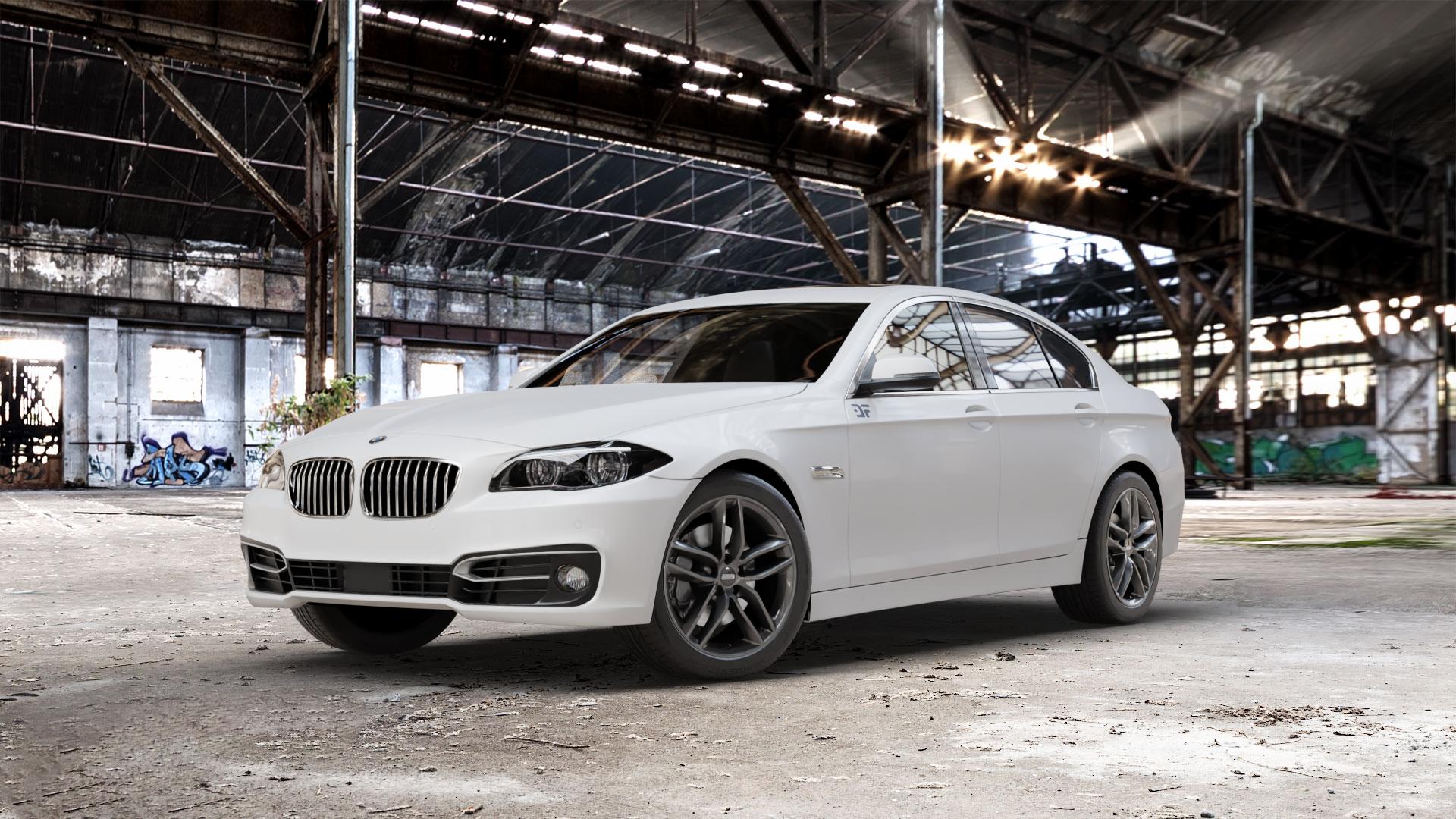 BBS SX kristall-schwarz Felge mit Reifen in 18Zoll Winterfelge Alufelge auf weissem BMW 523i Typ F10 (Limousine) 528i 535i 550i 520d 525d 530d 535d xDrive 520i 530i M5 M550d 518d ActiveHybrid 5L (F10) 5er Limousine (5L, HY) Lang (KL) ⬇️ mit 15mm Tieferlegung ⬇️ Old Industrial Hall_max_5300mm_2024 Frontansicht_1