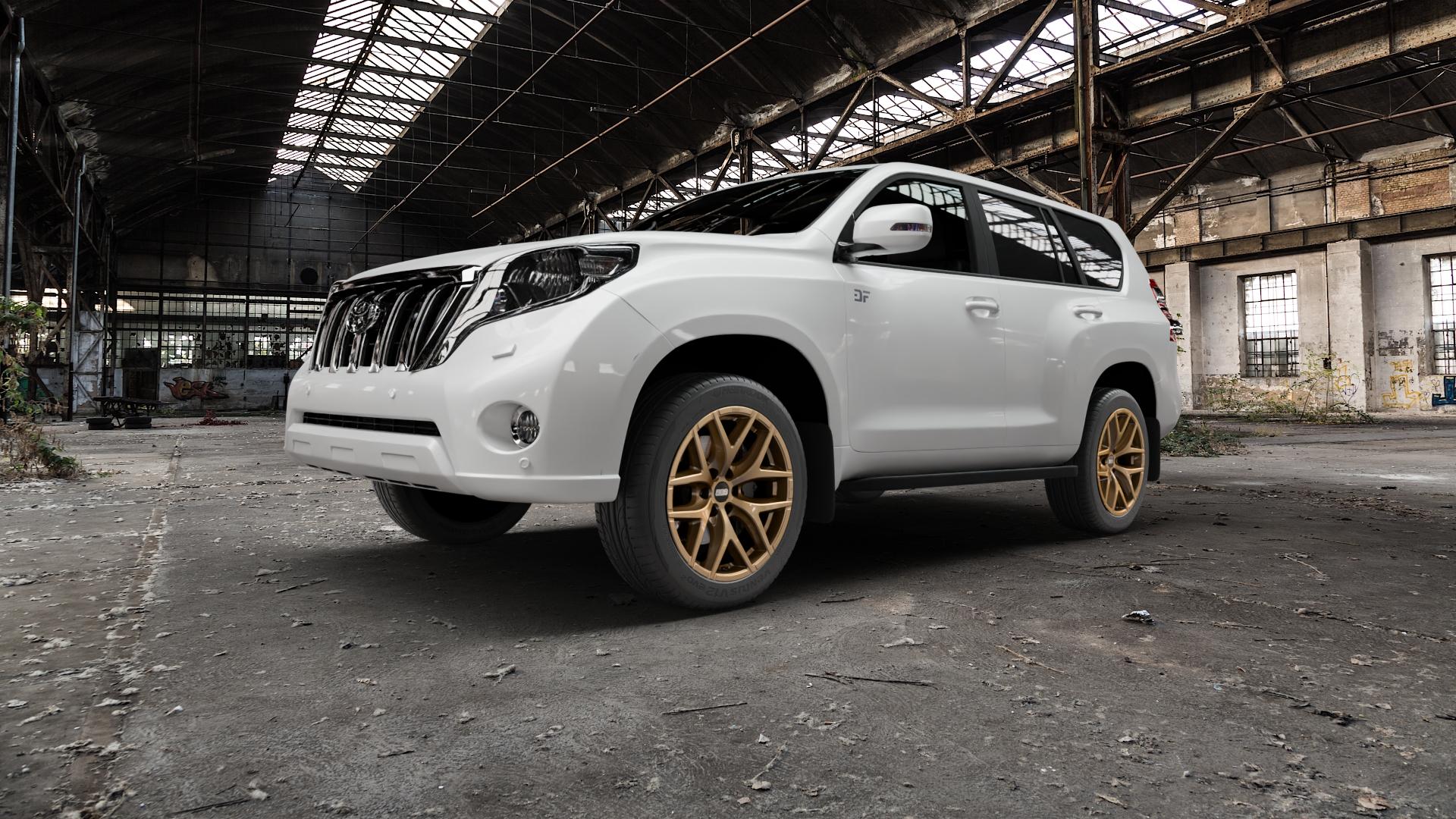 BBS TL-A bronze glanz Felge mit Reifen in 20Zoll Winterfelge Alufelge auf weissem Toyota Land Cruiser Typ J15TM Facelift 14-> ⬇️ mit 15mm Tieferlegung ⬇️ Old Industrial Hall_max5000mm_2022 Frontansicht_1