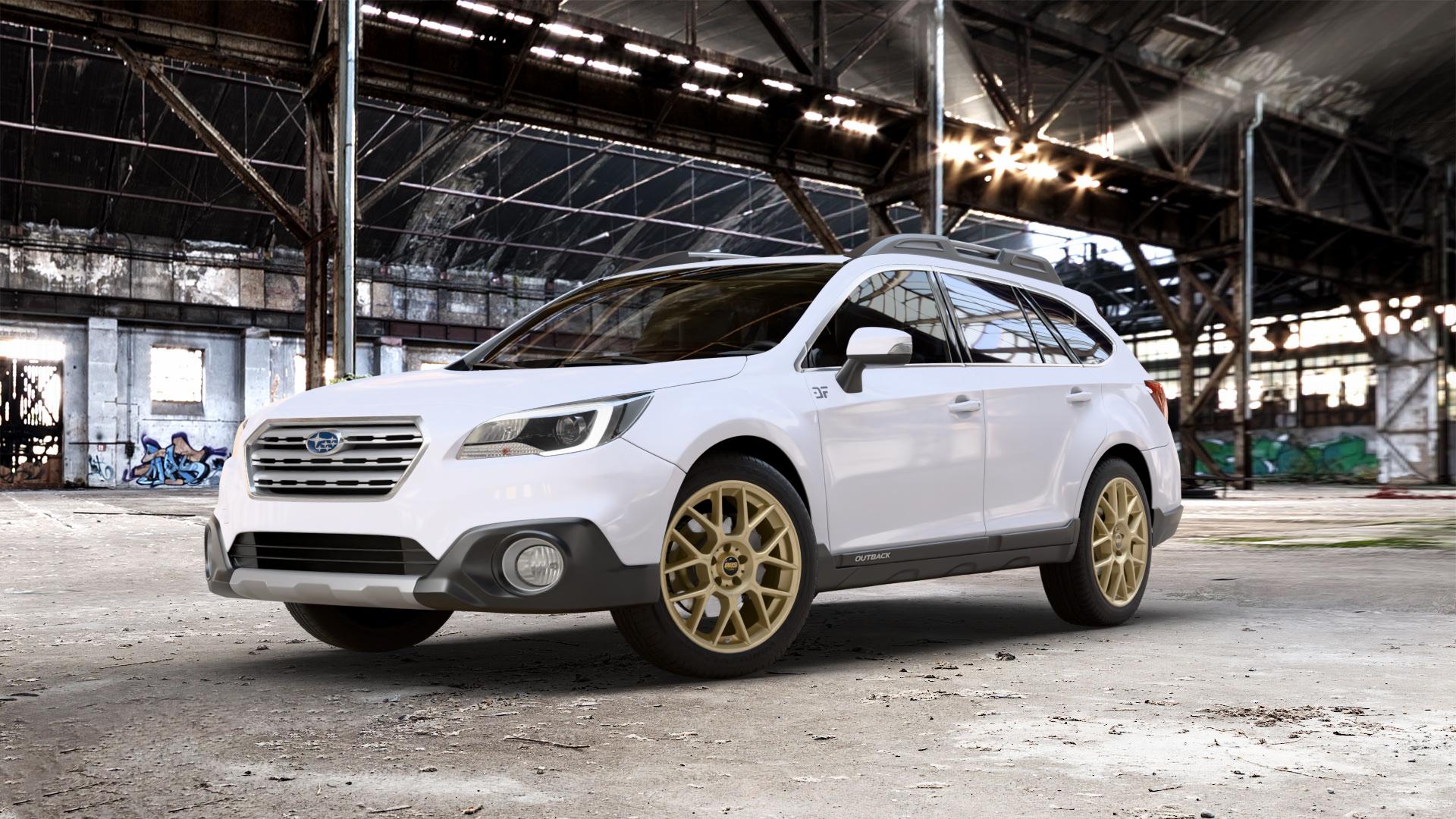 BBS XR bronze matt Felge mit Reifen in 19Zoll Winterfelge Alufelge auf weissem Subaru Outback Typ B6 ⬇️ mit 15mm Tieferlegung ⬇️ Old Industrial Hall_max_5300mm_2024 Frontansicht_1