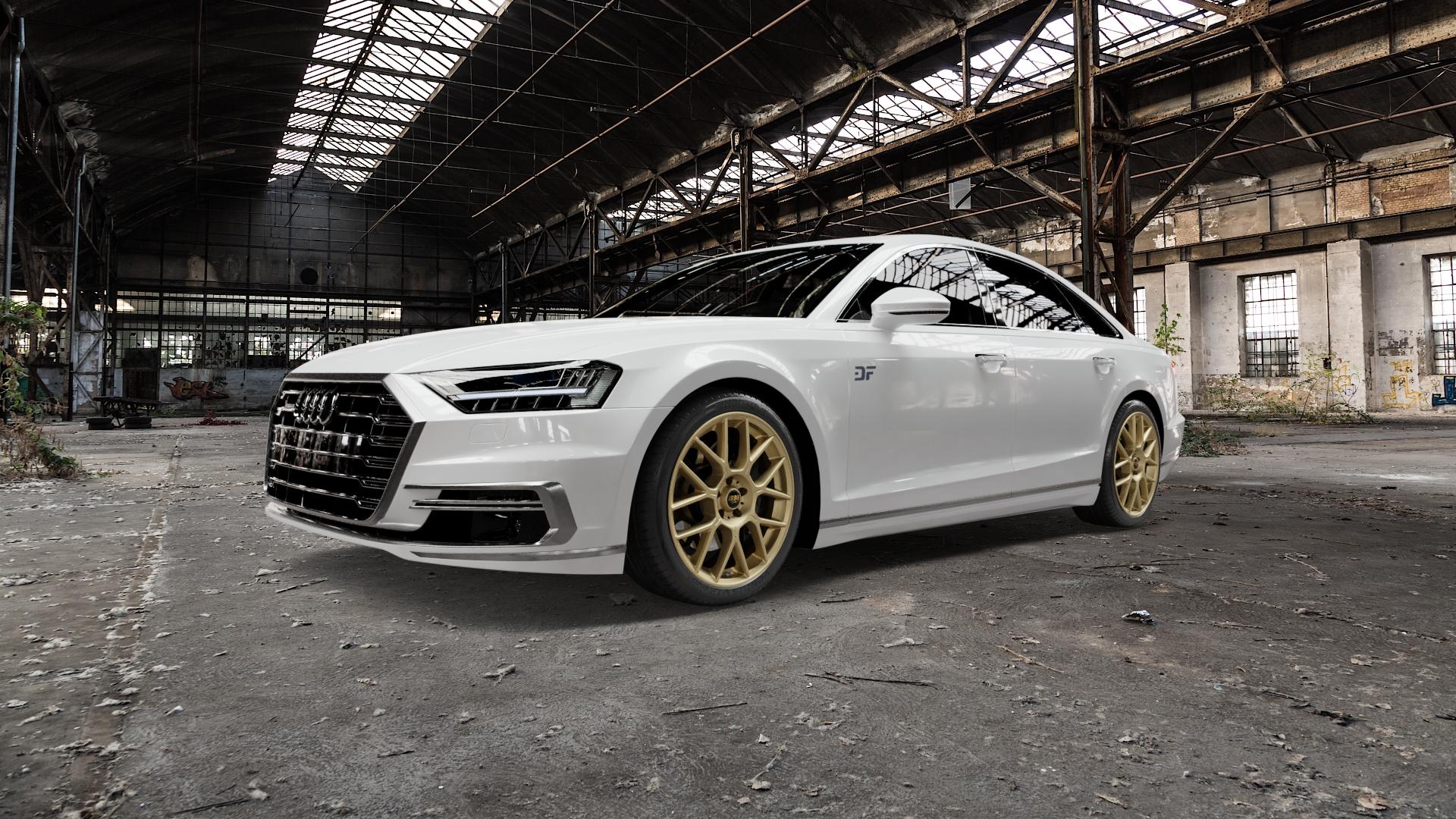 BBS XR bronze matt Felge mit Reifen in 20Zoll Winterfelge Alufelge auf weissem Audi A8 Typ D5/F8 3,0l 60 TFSI e quattro 250kW Hybrid (340 PS) 55 Mild-Hybrid 4,0l 338kW (460 S8 420kW (571 50 TDI 210kW (286 320kW (435 Facelift ⬇️ mit 15mm Tieferlegung ⬇️ Old Industrial Hall_max5000mm_2022 Frontansicht_1