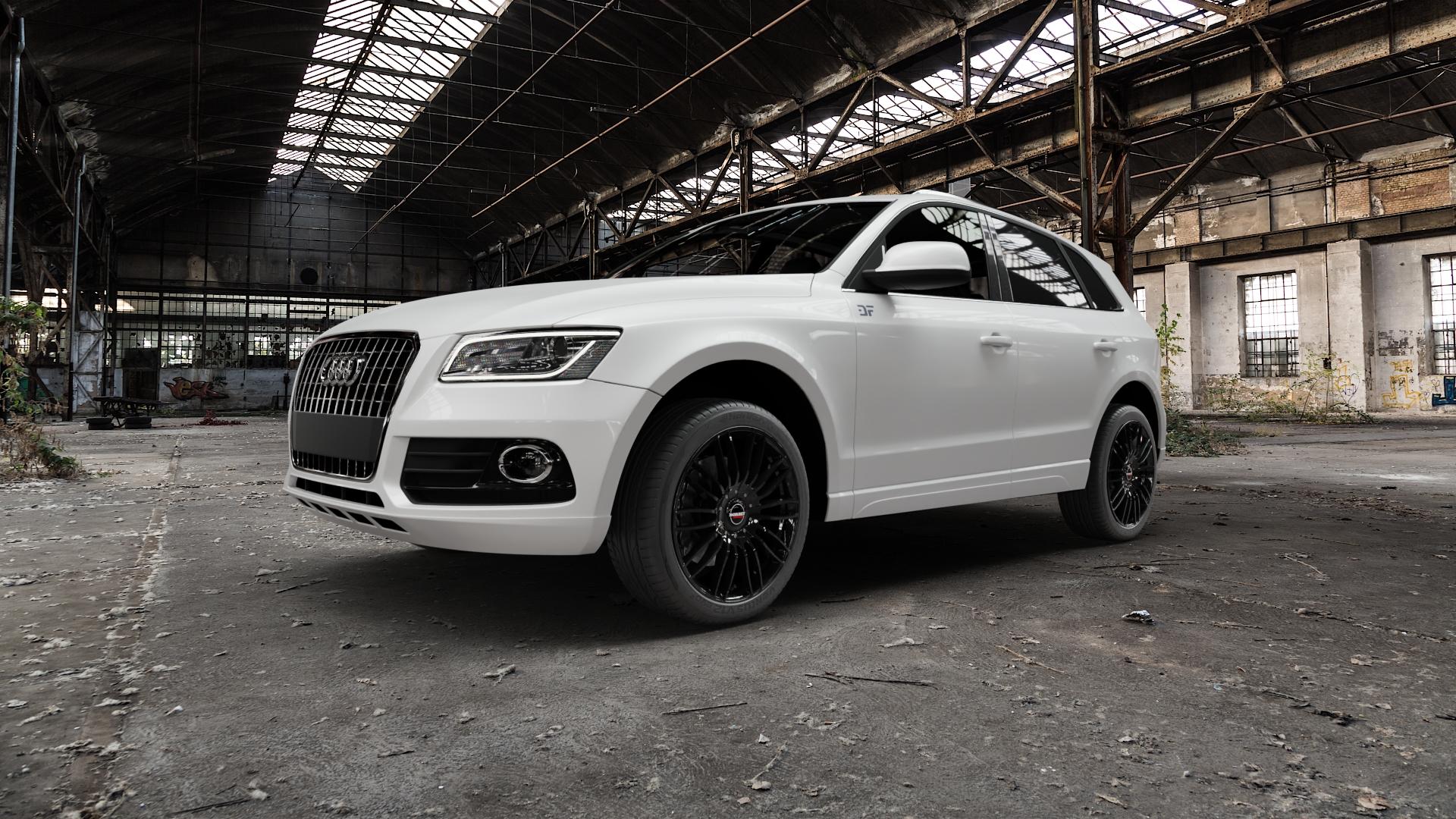 Borbet CW3 black glossy Felge mit Reifen schwarz in 20Zoll Winterfelge Alufelge auf weissem Audi Q5 I Typ 8R 8R1 8R2 Facelift ⬇️ mit 15mm Tieferlegung ⬇️ Old Industrial Hall_max5000mm_2022 Frontansicht_1