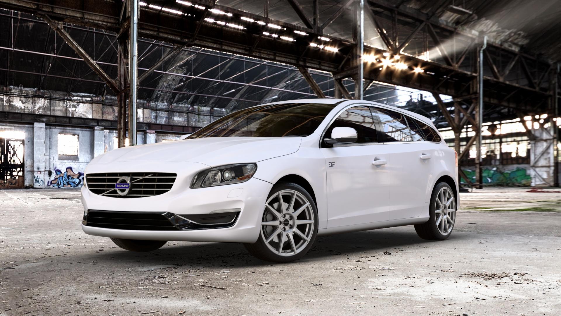Borbet GTX titan glossy Felge mit Reifen grau in 19Zoll Winterfelge Alufelge auf weissem Volvo V60 Typ G ⬇️ mit 15mm Tieferlegung ⬇️ Old Industrial Hall_max_5300mm_2024 Frontansicht_1