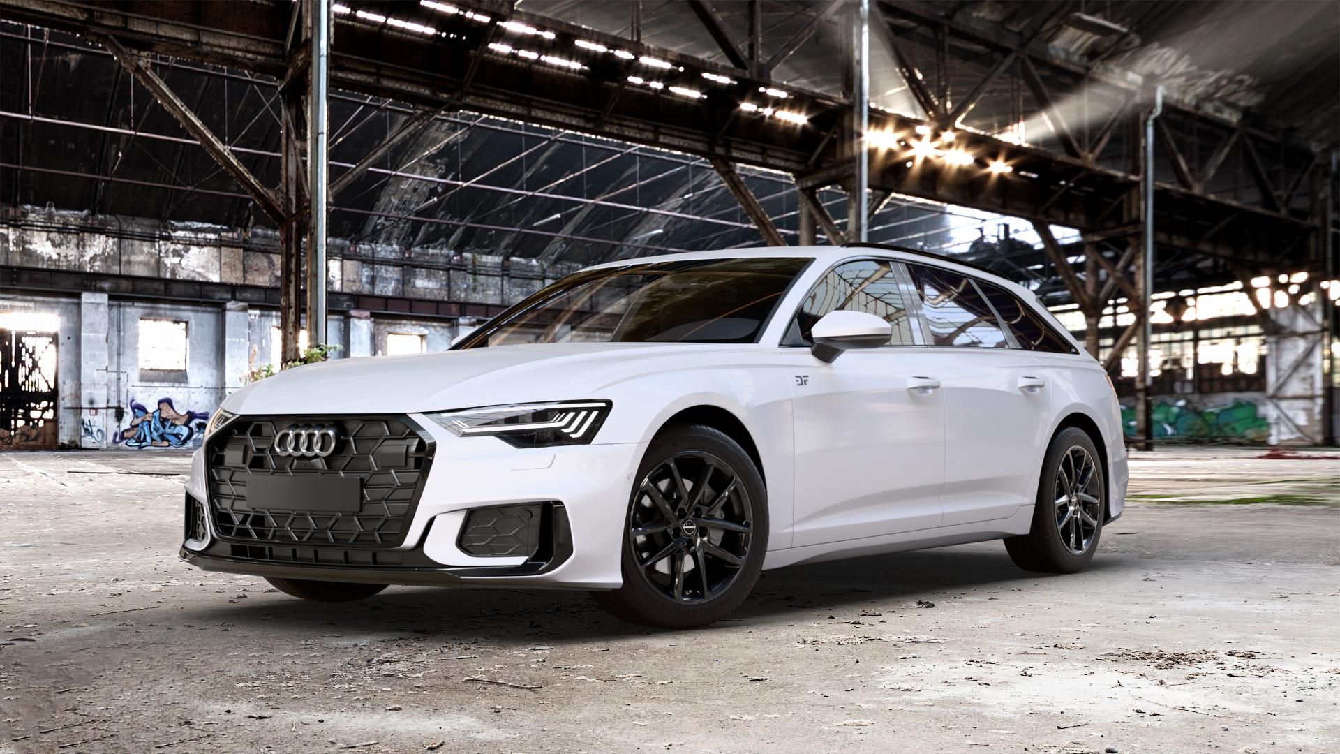 Borbet N black glossy Felge mit Reifen schwarz in 18Zoll Winterfelge Alufelge auf weissem Audi A6 Typ F2/C8 (Avant) Facelift 2,0l 35 TDI 120kW Mild-Hybrid (163 PS) 40 150kW (204 quattro TFSI 3,0l 45 180kW (245 195kW (265 50 210kW (286 e Hybrid 55 250k ⬇️ mit 15mm Tieferlegung ⬇️ Old Industrial Hall_max_5300mm_2024 Frontansicht_1