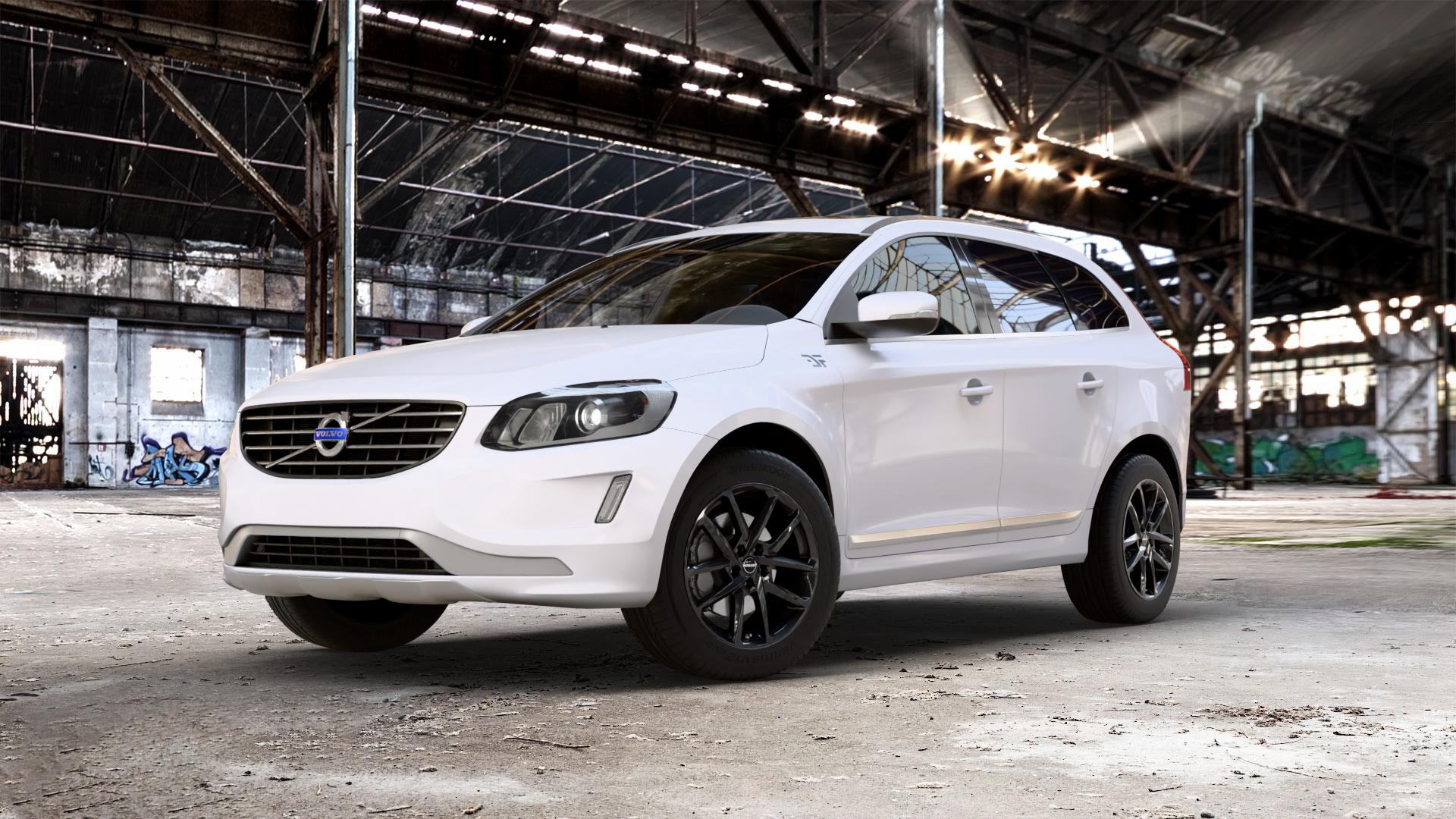 Borbet N black glossy Felge mit Reifen schwarz in 18Zoll Winterfelge Alufelge auf weissem Volvo XC60 Typ D Facelift ⬇️ mit 15mm Tieferlegung ⬇️ Old Industrial Hall_max_5300mm_2024 Frontansicht_1