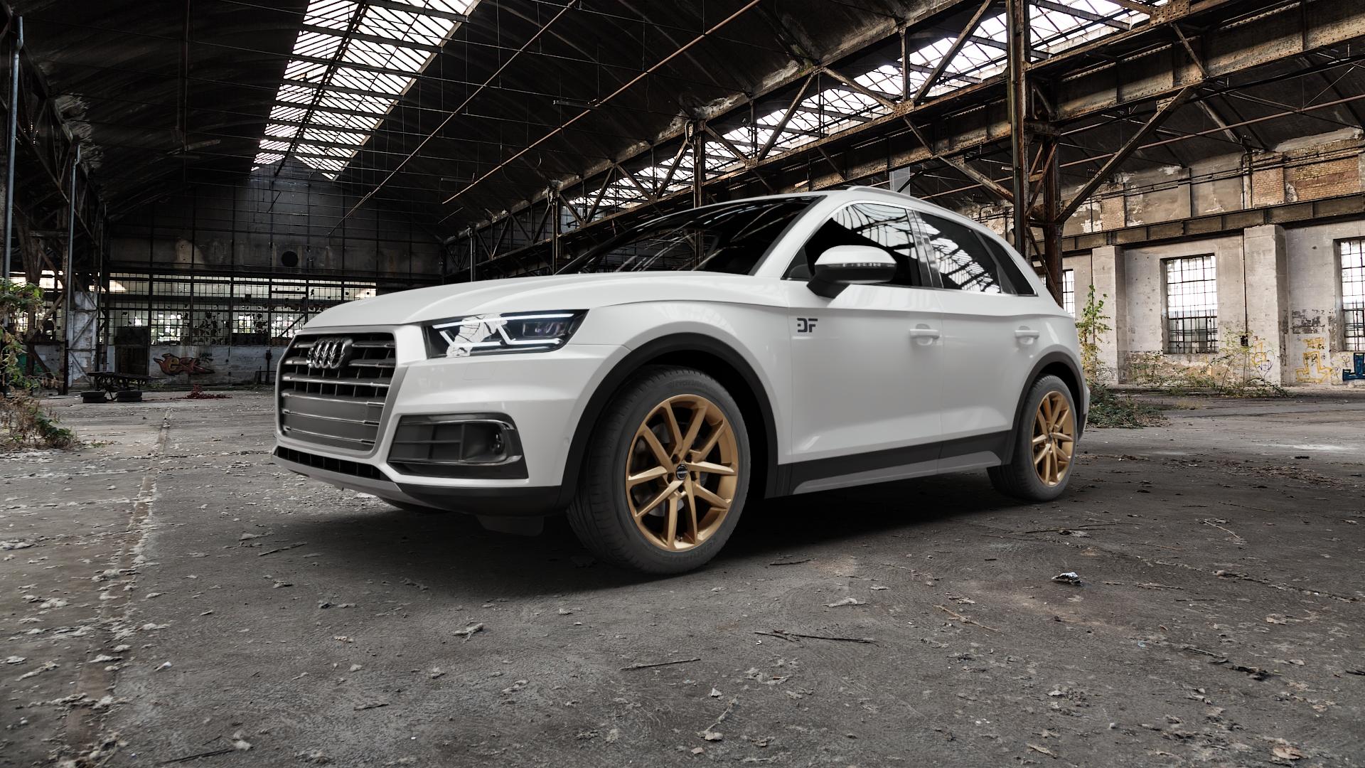Borbet N bronce matt Felge mit Reifen bronze in 19Zoll Winterfelge Alufelge auf weissem Audi Q5 II Typ FY ⬇️ mit 15mm Tieferlegung ⬇️ Old Industrial Hall_max5000mm_2022 Frontansicht_1
