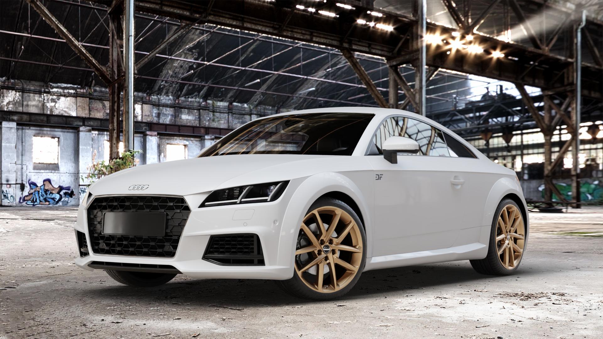 Borbet N bronce matt Felge mit Reifen bronze in 19Zoll Winterfelge Alufelge auf weissem Audi TT III Typ 8S Facelift (Coupé) (Roadster) ⬇️ mit 15mm Tieferlegung ⬇️ Old Industrial Hall_max_4400mm_2024 Frontansicht_1
