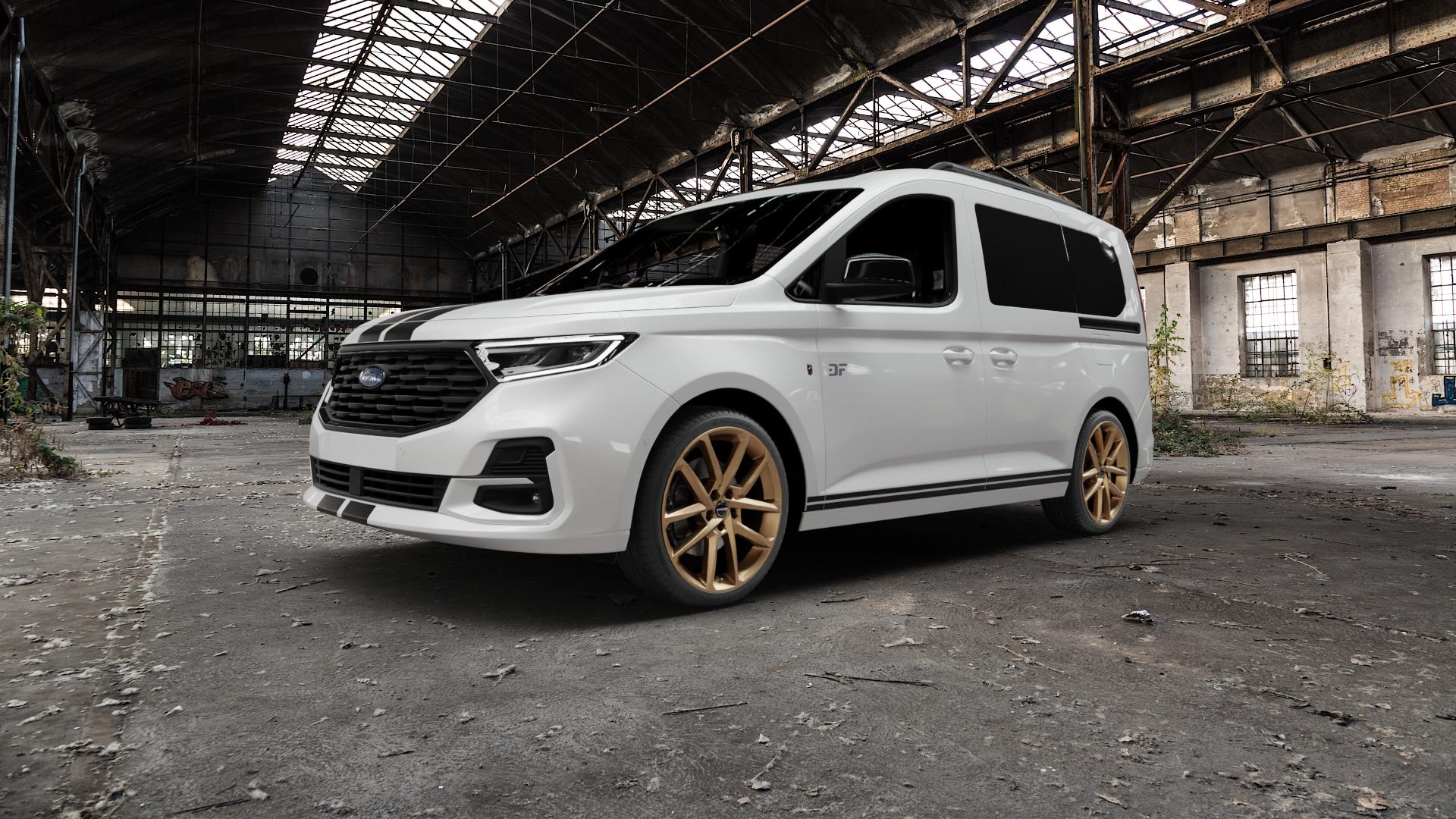 Borbet N bronce matt Felge mit Reifen bronze in 19Zoll Winterfelge Alufelge auf weissem Ford Tourneo Connect Typ SK SKN ⬇️ mit 15mm Tieferlegung ⬇️ Old Industrial Hall_max5000mm_2022 Frontansicht_1