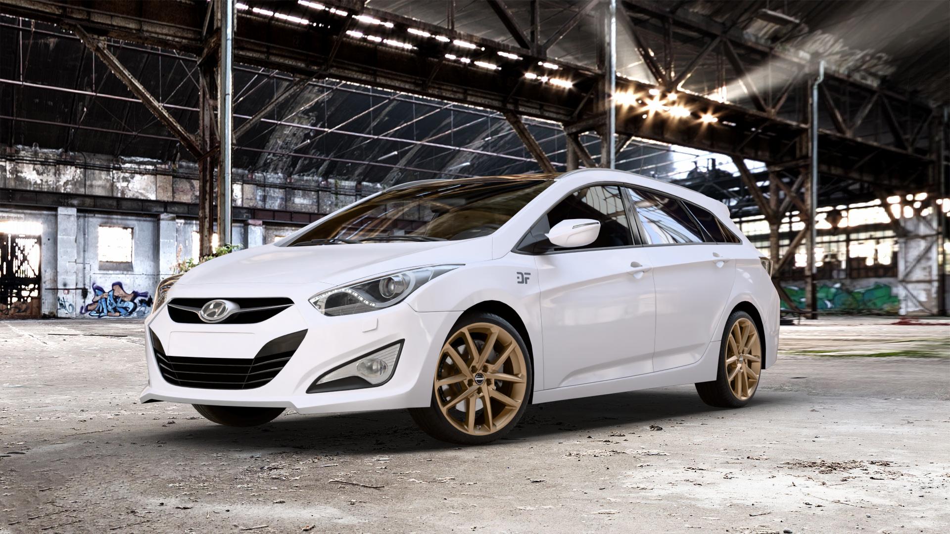 Borbet N bronce matt Felge mit Reifen bronze in 19Zoll Winterfelge Alufelge auf weissem Hyundai i40 Typ VF Limousine Kombi Facelift ⬇️ mit 15mm Tieferlegung ⬇️ Old Industrial Hall_max_5300mm_2024 Frontansicht_1
