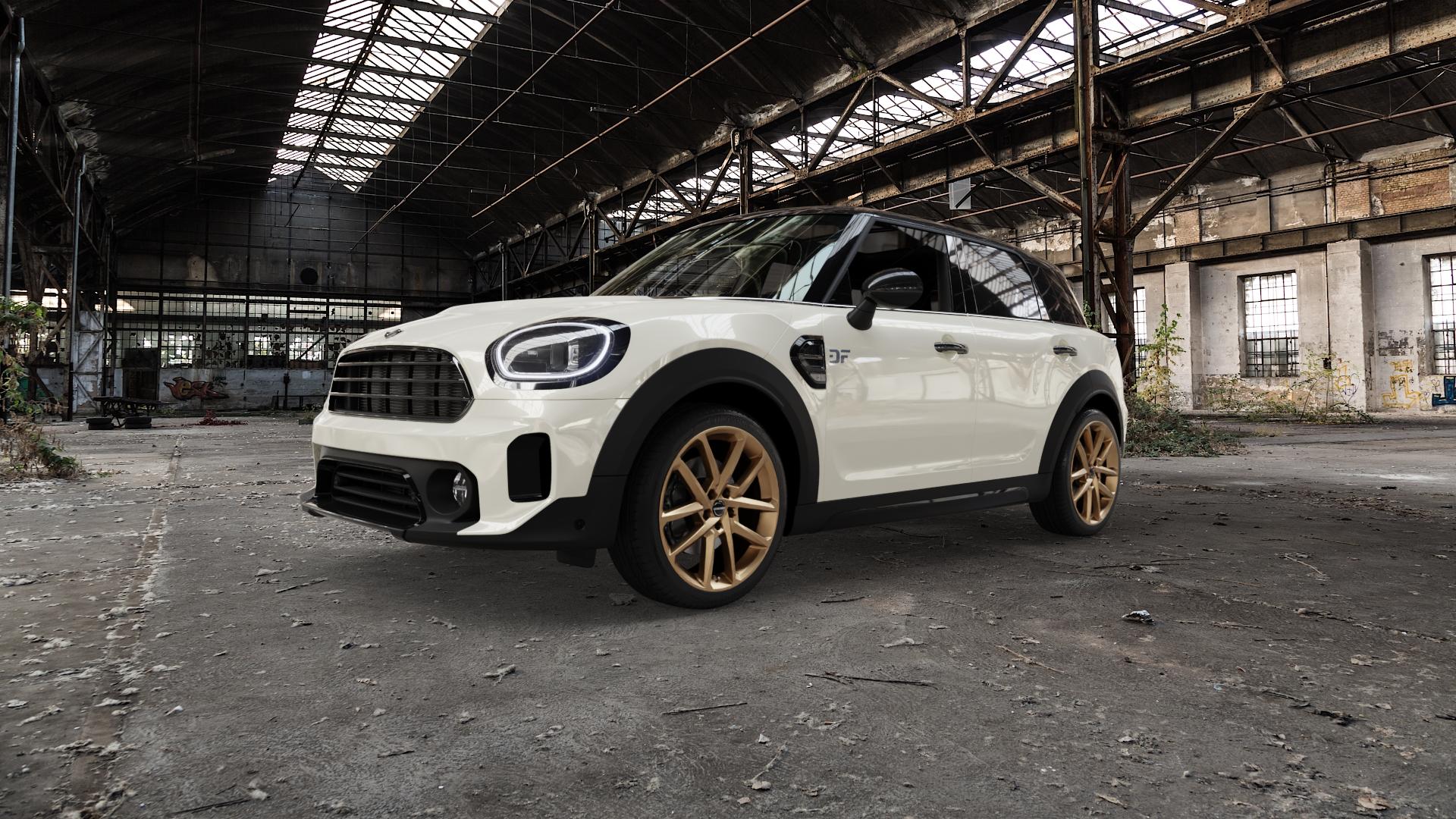 Borbet N bronce matt Felge mit Reifen bronze in 19Zoll Winterfelge Alufelge auf weissem Mini F60 Typ FMX (Countryman) Facelift ⬇️ mit 15mm Tieferlegung ⬇️ Old Industrial Hall_max5000mm_2022 Frontansicht_1