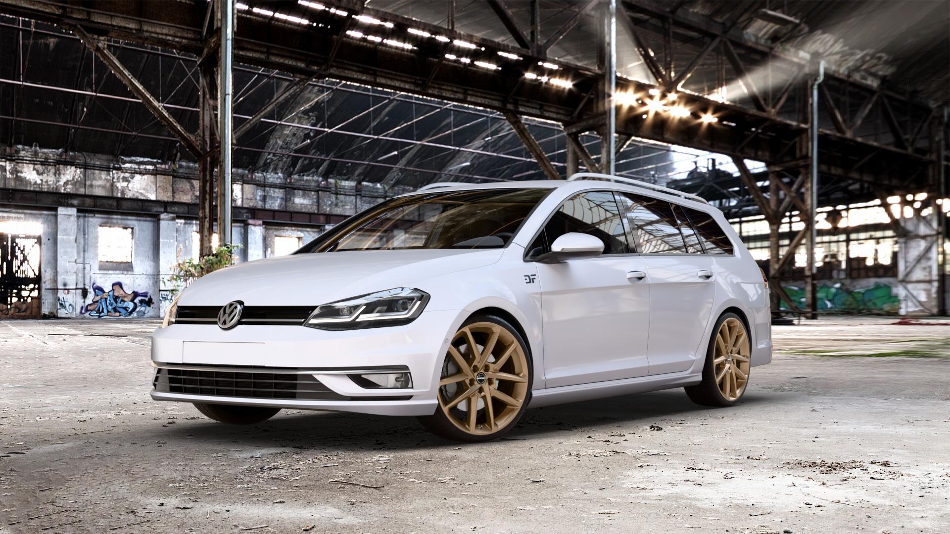 Borbet N bronce matt Felge mit Reifen bronze in 19Zoll Winterfelge Alufelge auf weissem unilack Volkswagen (VW) Golf 7 Variant Facelift ⬇️ mit 15mm Tieferlegung ⬇️ Old Industrial Hall_max_5300mm_2024 Frontansicht_1