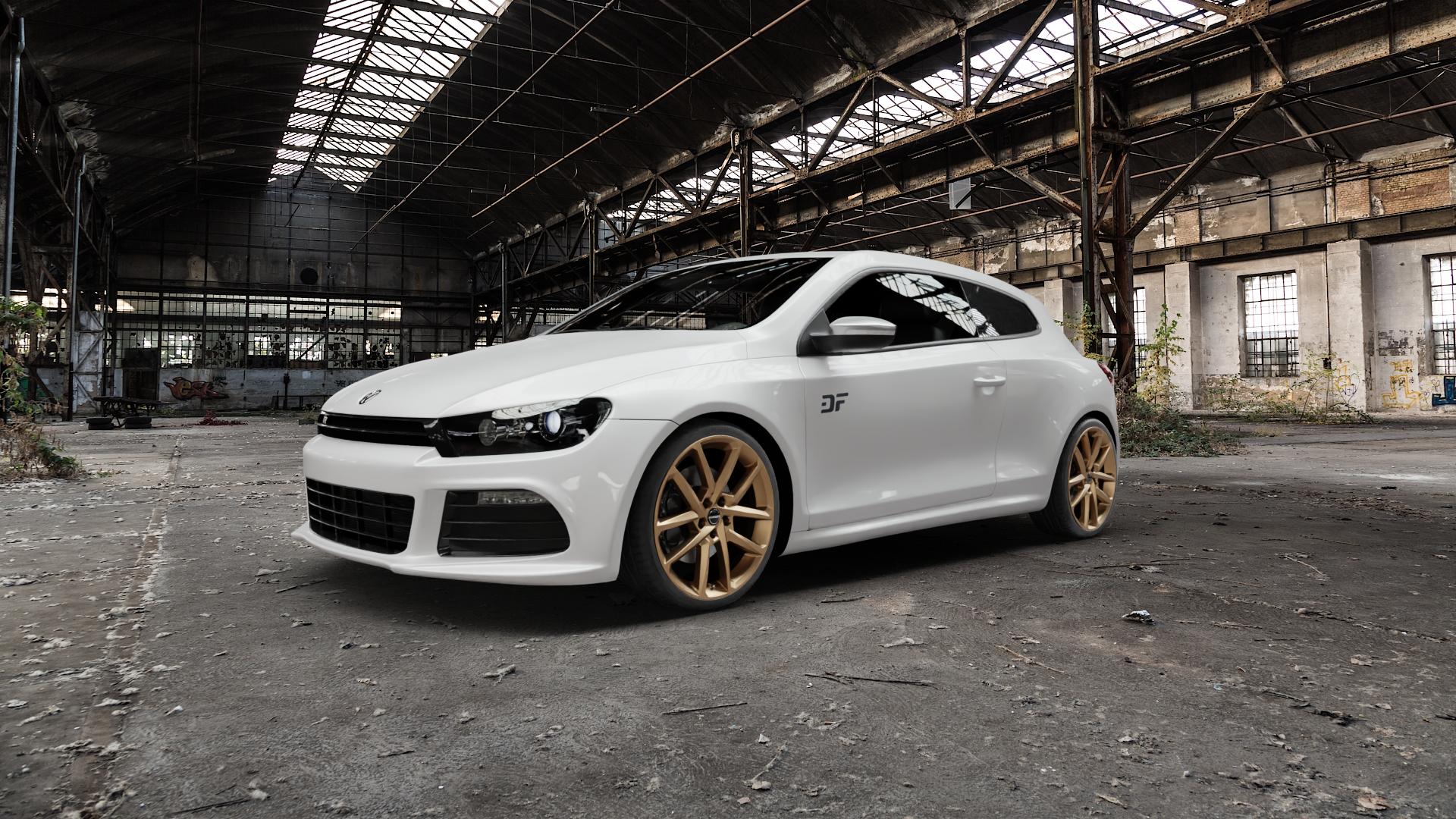 Borbet N bronce matt Felge mit Reifen bronze in 19Zoll Winterfelge Alufelge auf weissem Volkswagen (VW) Scirocco III Typ 13 2,0l TSI R 195kW (265 PS) 188kW (256 ⬇️ mit 15mm Tieferlegung ⬇️ Old Industrial Hall_max5000mm_2022 Frontansicht_1