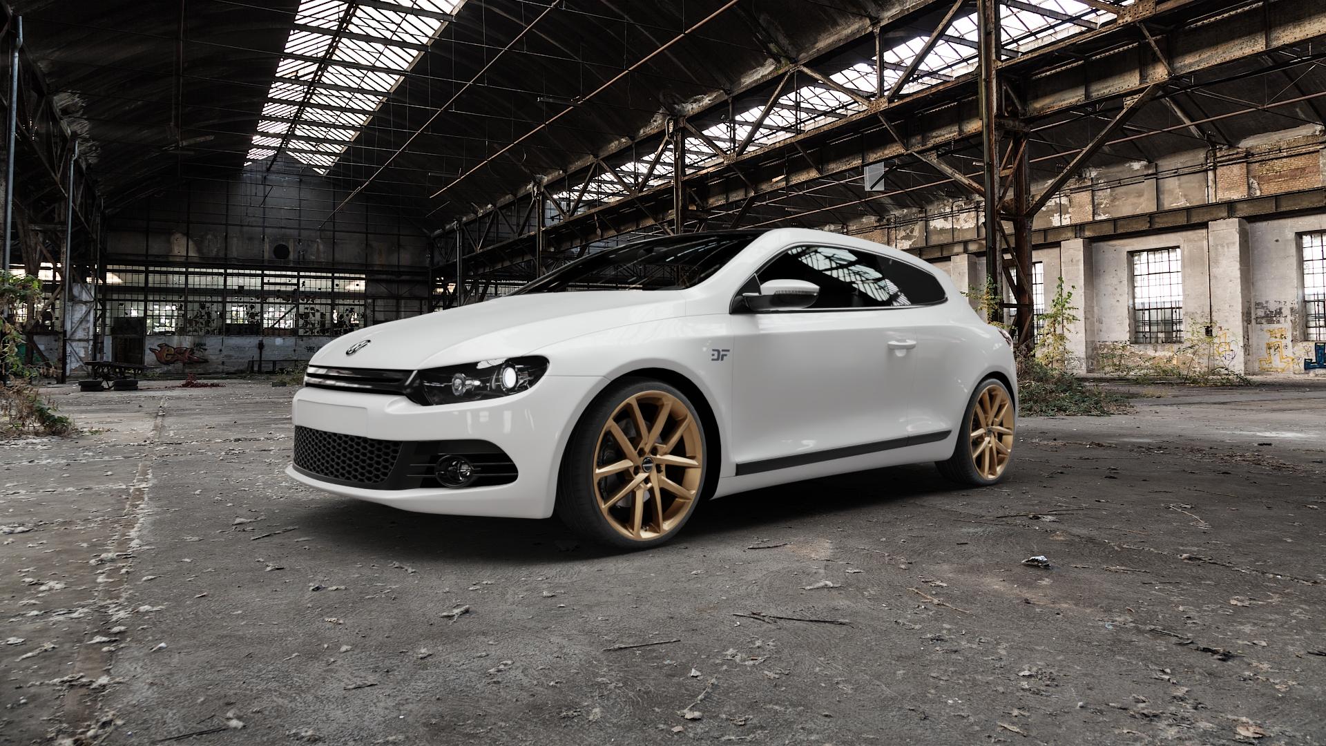 Borbet N bronce matt Felge mit Reifen bronze in 19Zoll Winterfelge Alufelge auf weissem Volkswagen (VW) Scirocco III Typ 13 ⬇️ mit 15mm Tieferlegung ⬇️ Old Industrial Hall_max5000mm_2022 Frontansicht_1