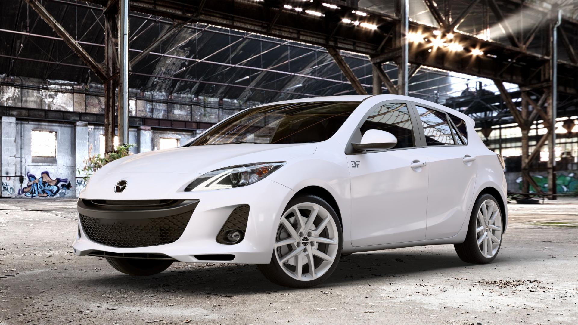 Borbet N crystal silver Felge mit Reifen silber in 18Zoll Winterfelge Alufelge auf weissem Mazda 3 (09-) Sport (BL) 1,6l MZR 77kW (105 PS) 2,0l 110kW (150 2,3l MPS 191kW (260 MZR-CD 80kW (109 2,2l 136kW (185 85kW (116 MZR-DISI 111kW (151 ⬇️ mit 15mm Tieferlegung ⬇️ Old Industrial Hall_max_4400mm_2024 Frontansicht_1