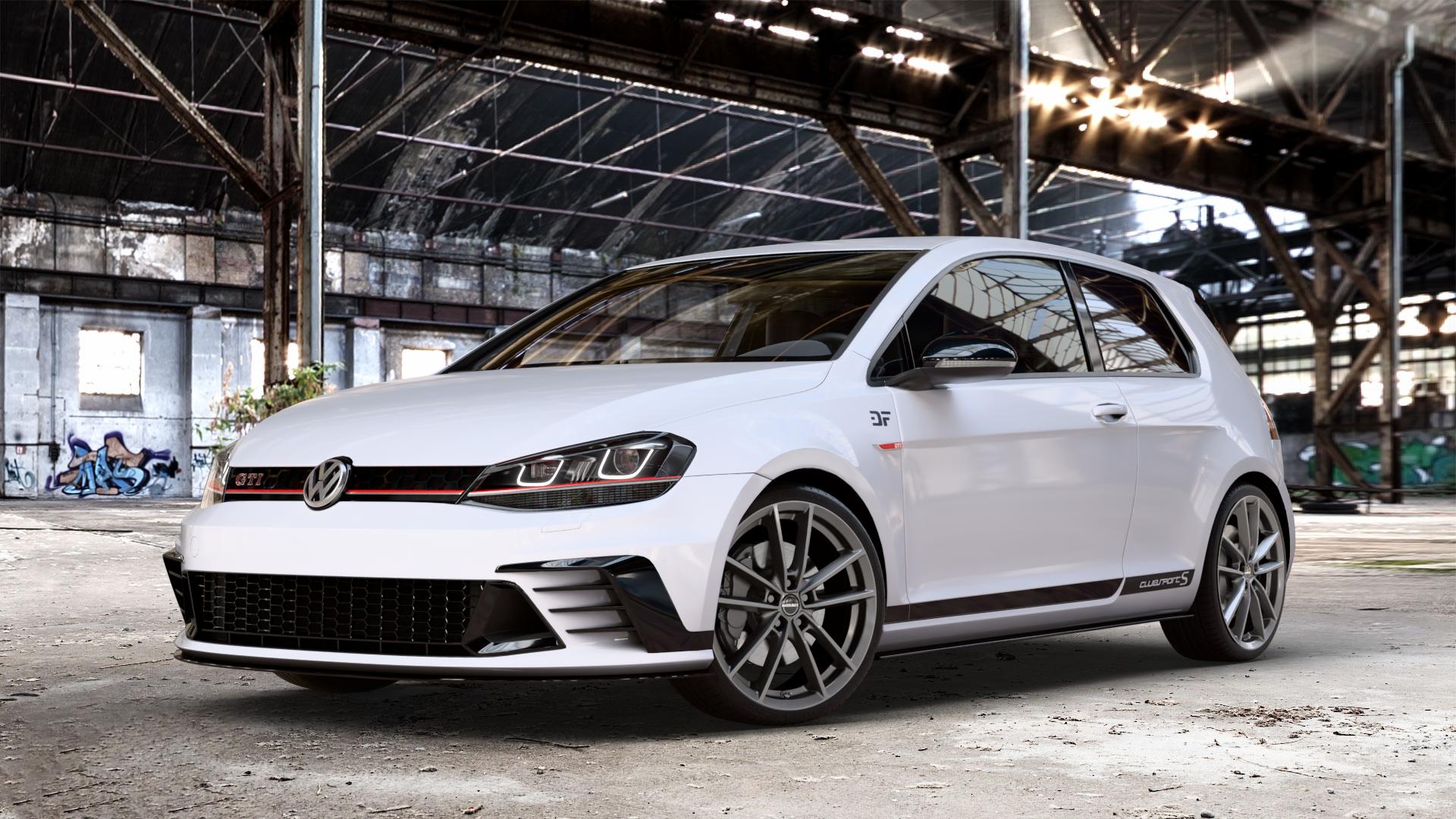 Borbet W mistral anthracite glossy Felge mit Reifen grau in 19Zoll Winterfelge Alufelge auf weissem unilack Volkswagen (VW) Golf 7 2,0l GTI Clubsport 195kW (265 PS) S 228kW (310 Facelift TCR 213kW (290 ⬇️ mit 15mm Tieferlegung ⬇️ Old Industrial Hall_max_4400mm_2024 Frontansicht_1